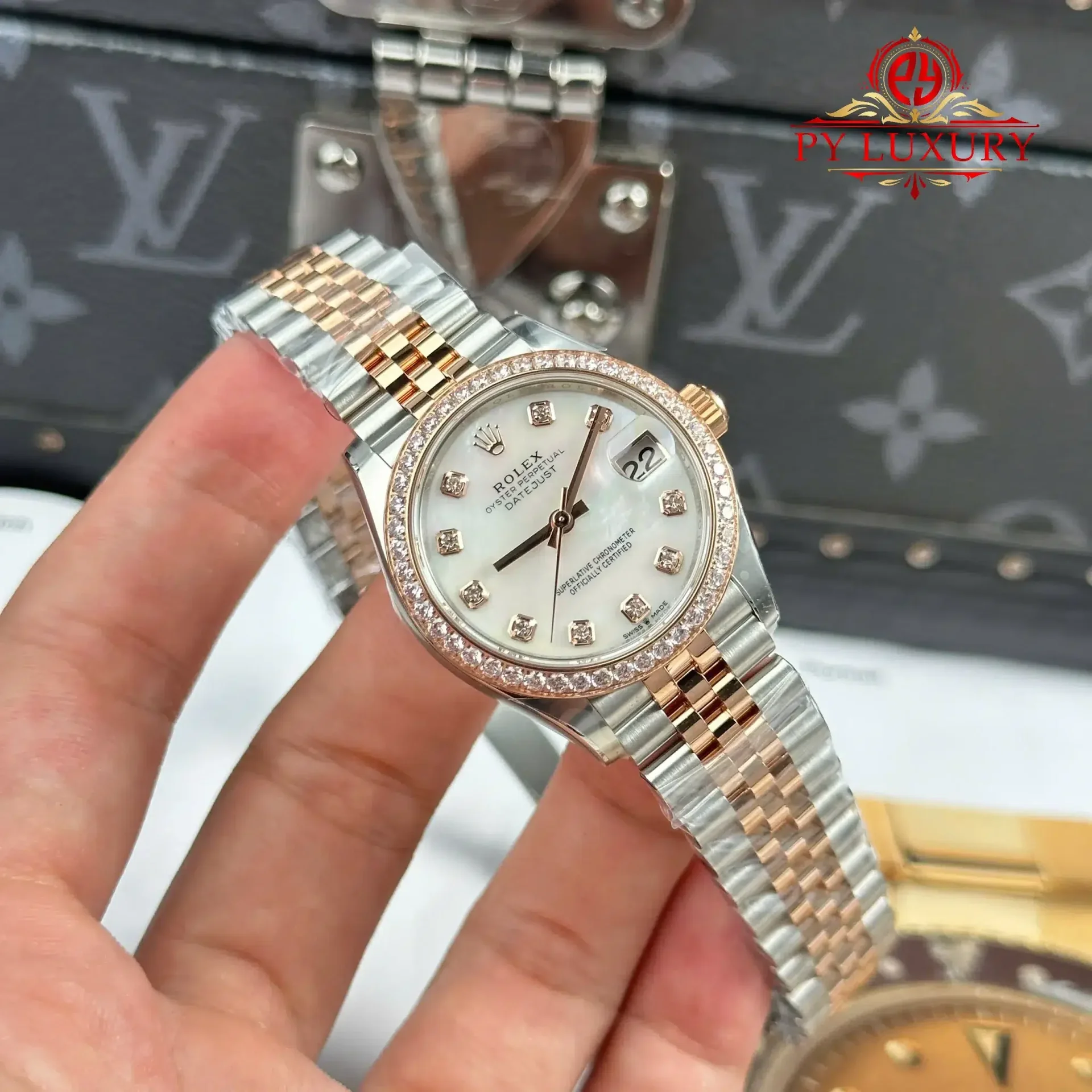 Rolex Datejust 278381RBR-0026 Two Tone Rose Gold MOP Diamond Dial Diamond Bezel Jubilee 1:1 Replica THBF 31mm - 图片 4
