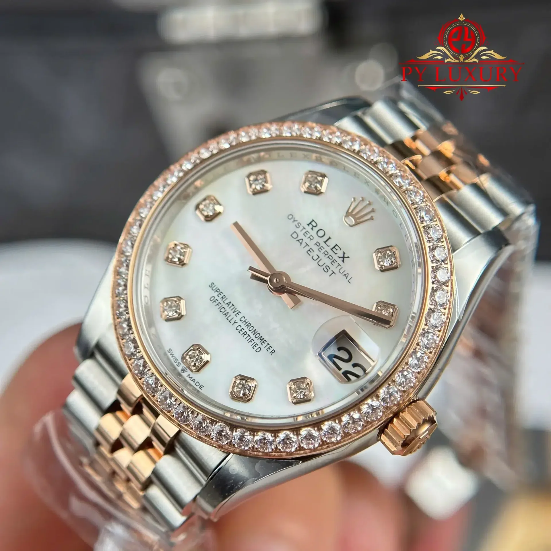 Rolex Datejust 278381RBR-0026 Two Tone Rose Gold MOP Diamond Dial Diamond Bezel Jubilee 1:1 Replica THBF 31mm - 图片 5