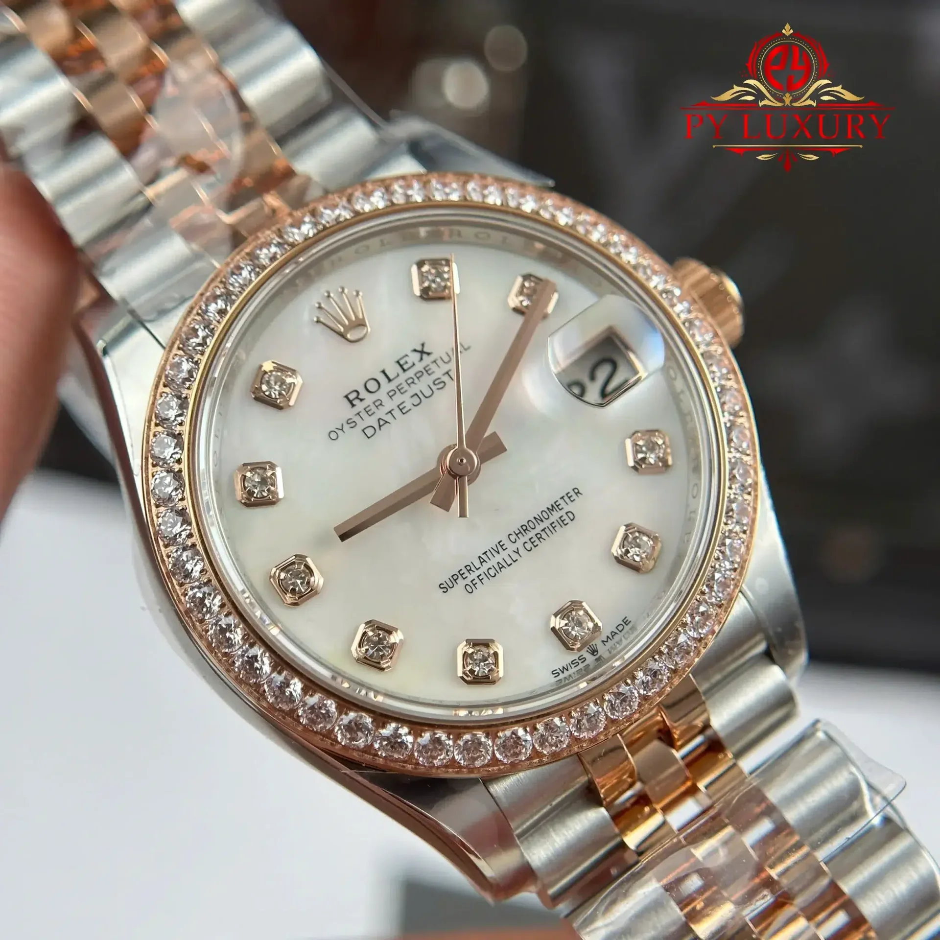 Rolex Datejust 278381RBR-0026 Two Tone Rose Gold MOP Diamond Dial Diamond Bezel Jubilee 1:1 Replica THBF 31mm - 图片 6