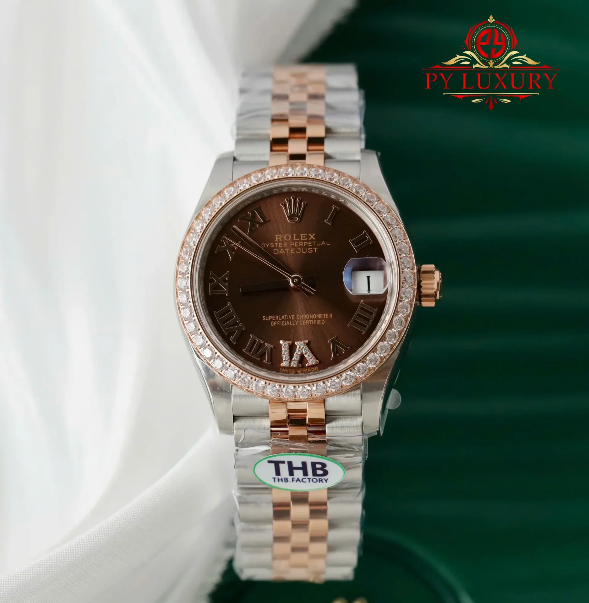 Rolex Datejust 278381RBR-0006 Two Tone Chocolate Dial Diamond Bezel Jubilee Best Replica THB 31mm