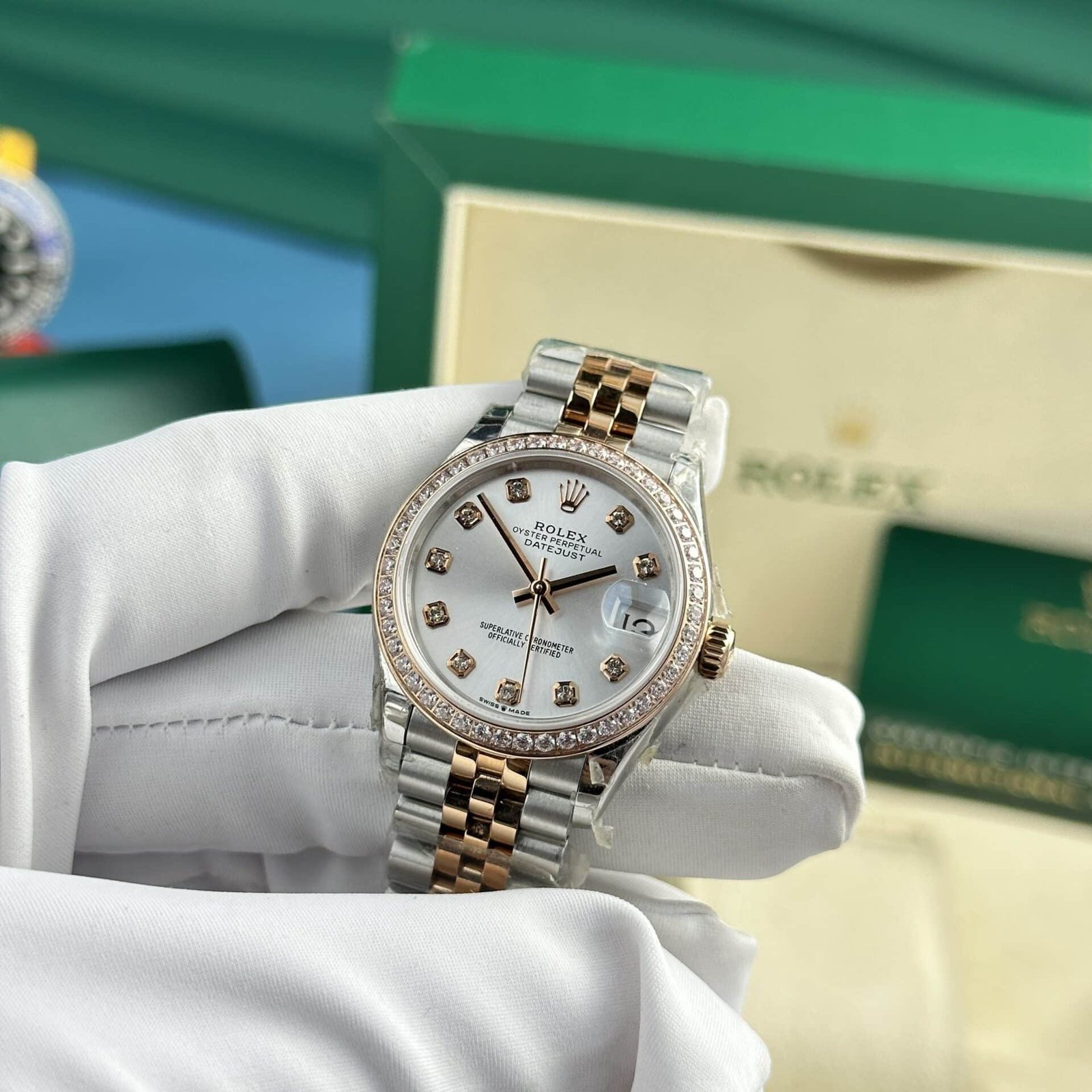 Rolex Datejust 278381RBR-0016 Two Tone Rose Gold Silver Dial Diamond Bezel Jubilee Replica 31mm - 图片 2