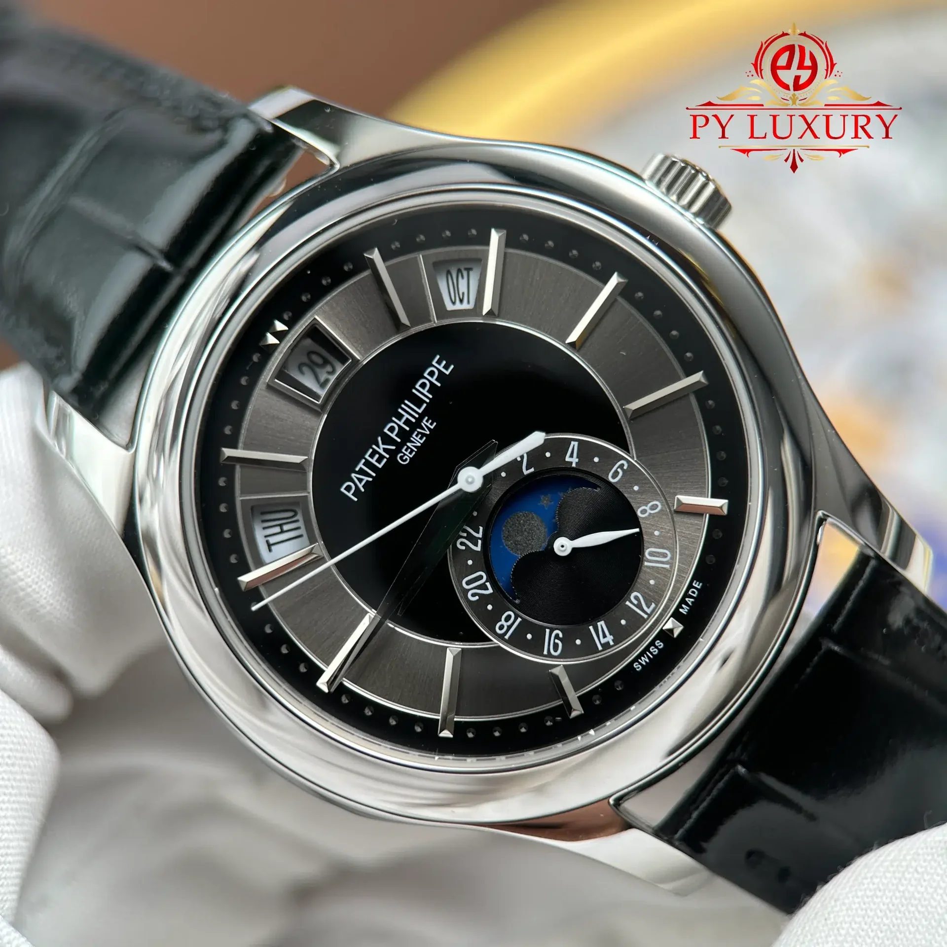 Patek Philippe Complications 5205G-010 Grey Dial Leather Best Replica GRF 40mm - 图片 6