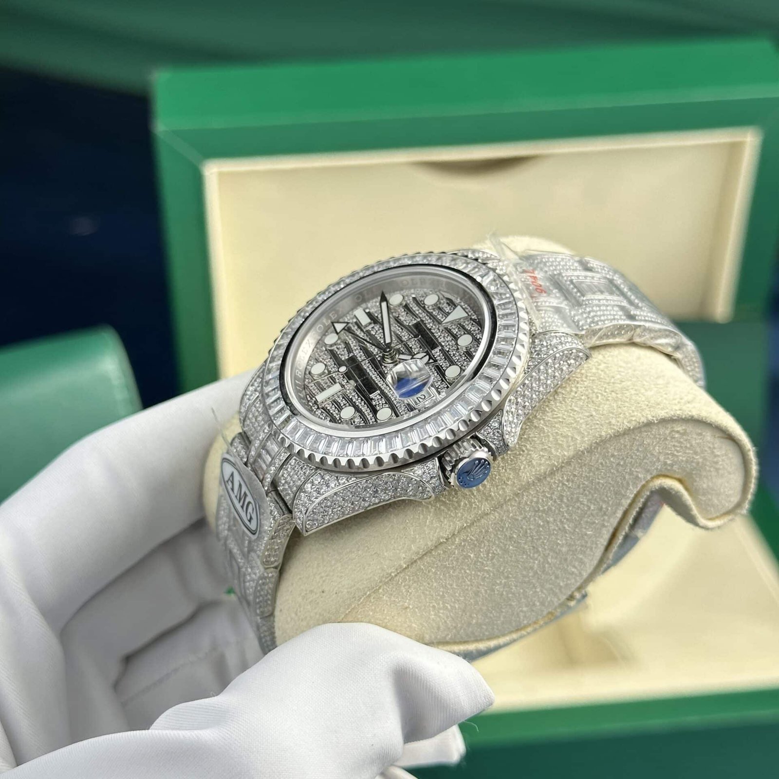 Rolex GMT-Master II “Ice” 116769TBR Diamond Replica AMG Factory 40mm - 图片 4