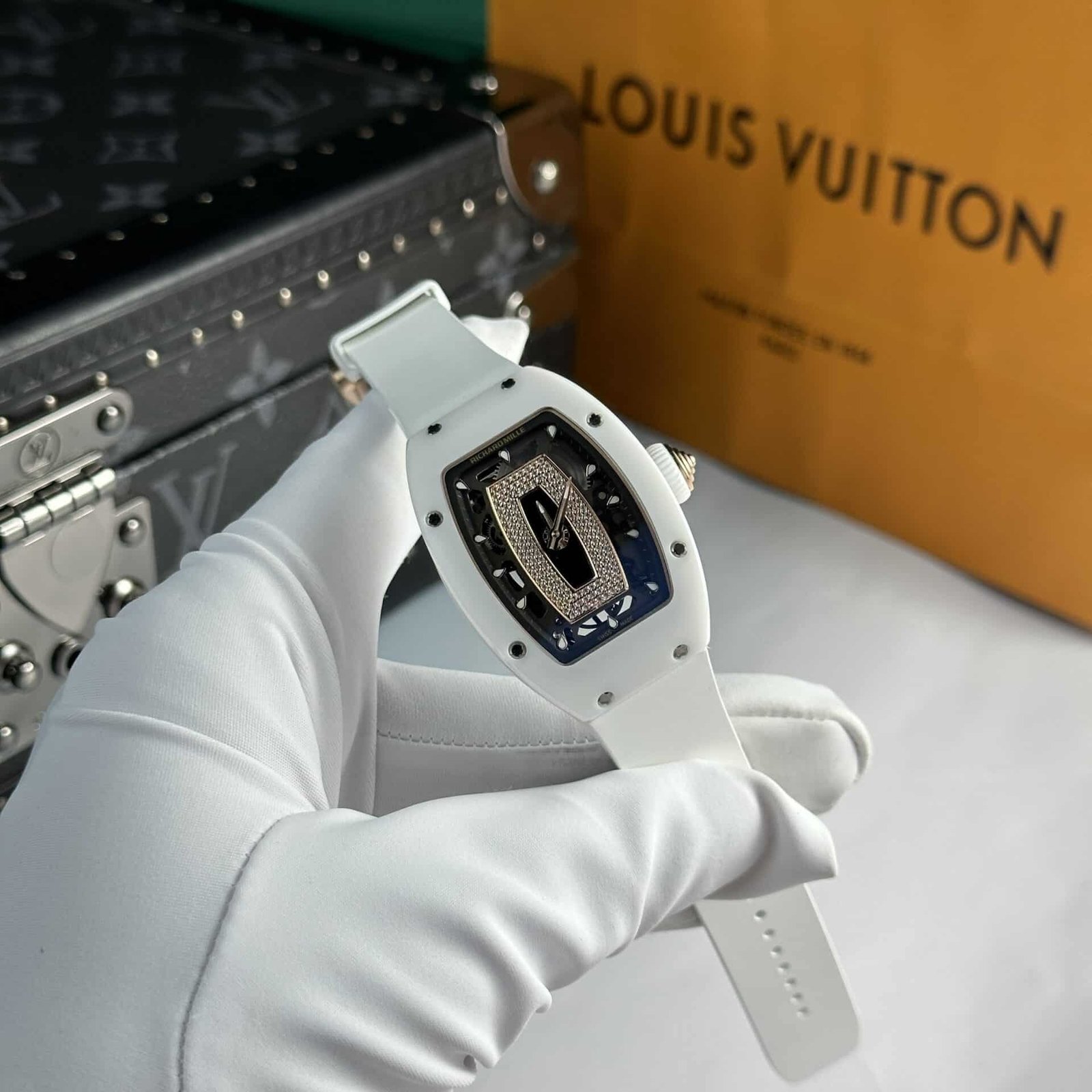 Richard Mille RM07-01 White Ceramic Black Lip Best Replica 45.32 x 32.3mm - 图片 4