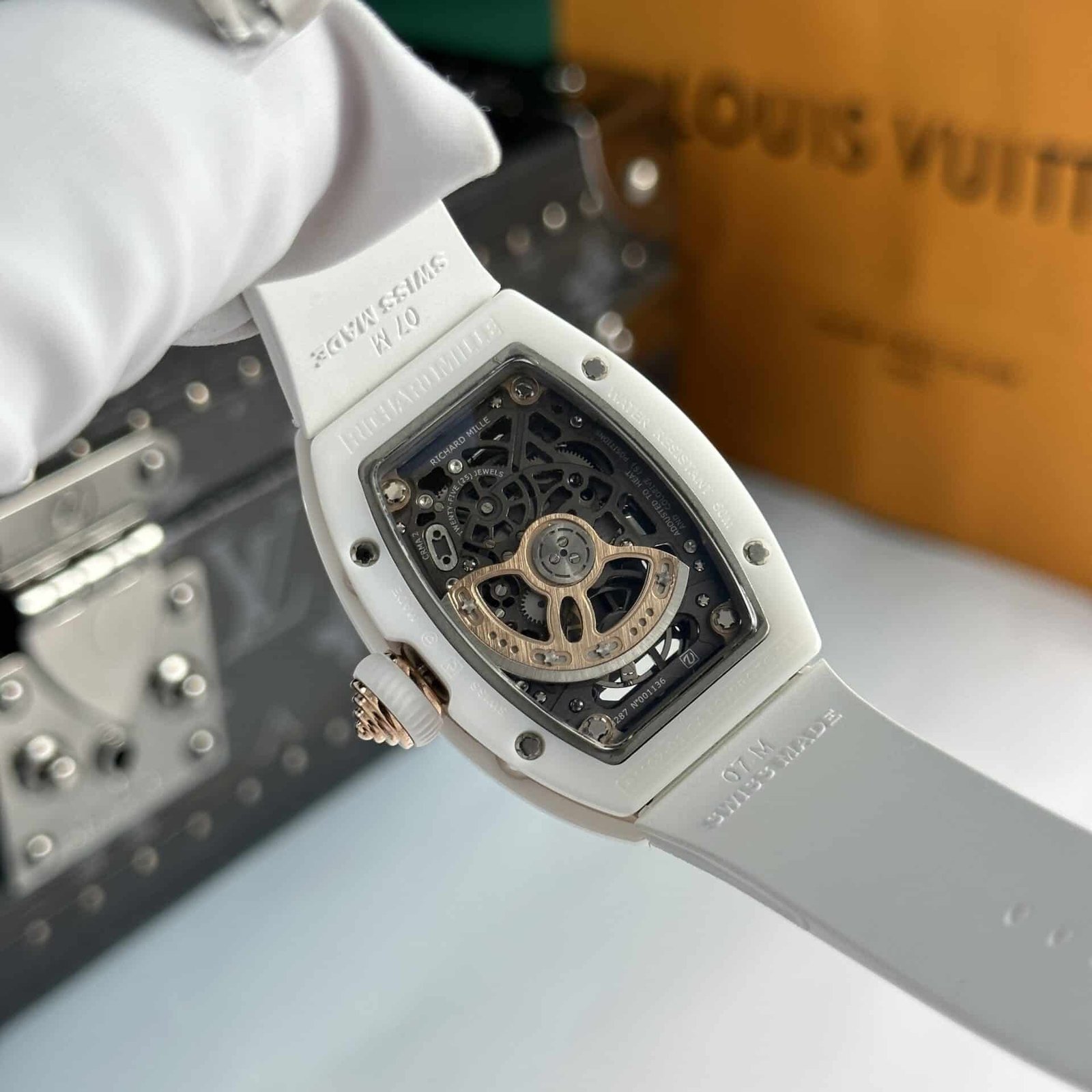 Richard Mille RM07-01 White Ceramic Black Lip Best Replica 45.32 x 32.3mm - 图片 7