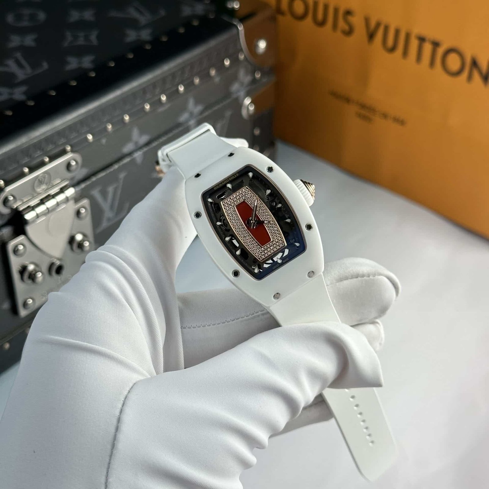 Richard Mille RM07-01 White Ceramic Rose Gold Red Lip Best Replica 45.32 x 32.3mm - 图片 2