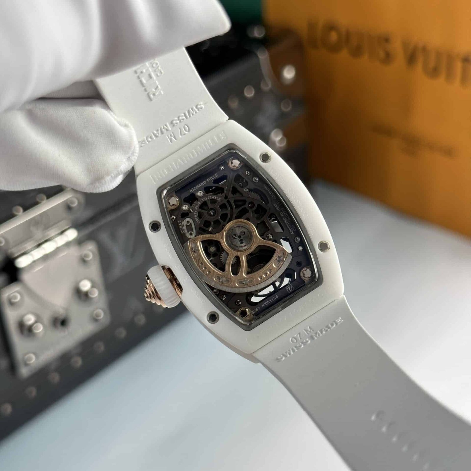 Richard Mille RM07-01 White Ceramic Rose Gold Red Lip Best Replica 45.32 x 32.3mm - 图片 6
