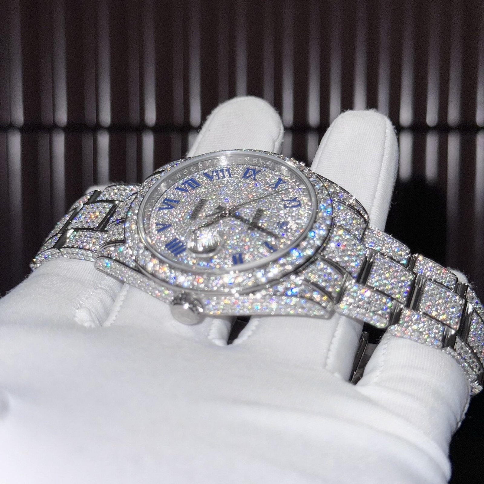 Rolex Datejust 41 Blue Roman Numerals Iced Out Moissanite Best Replica 41mm - 图片 5
