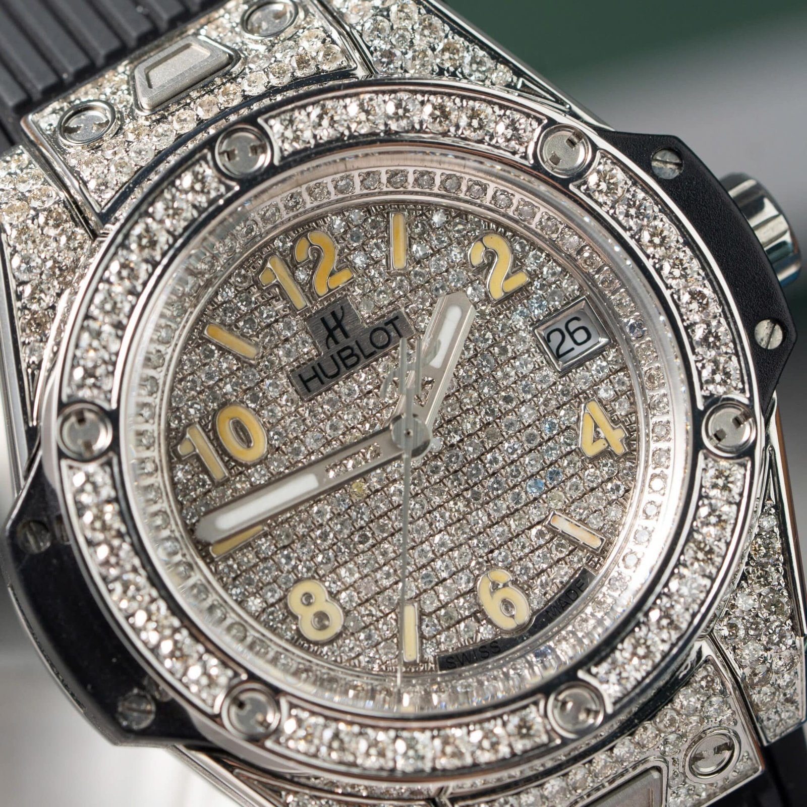 Hublot Big Bang One Click Steel Full Pavé Custom Natural Diamonds Best Replica 39mm - 图片 5