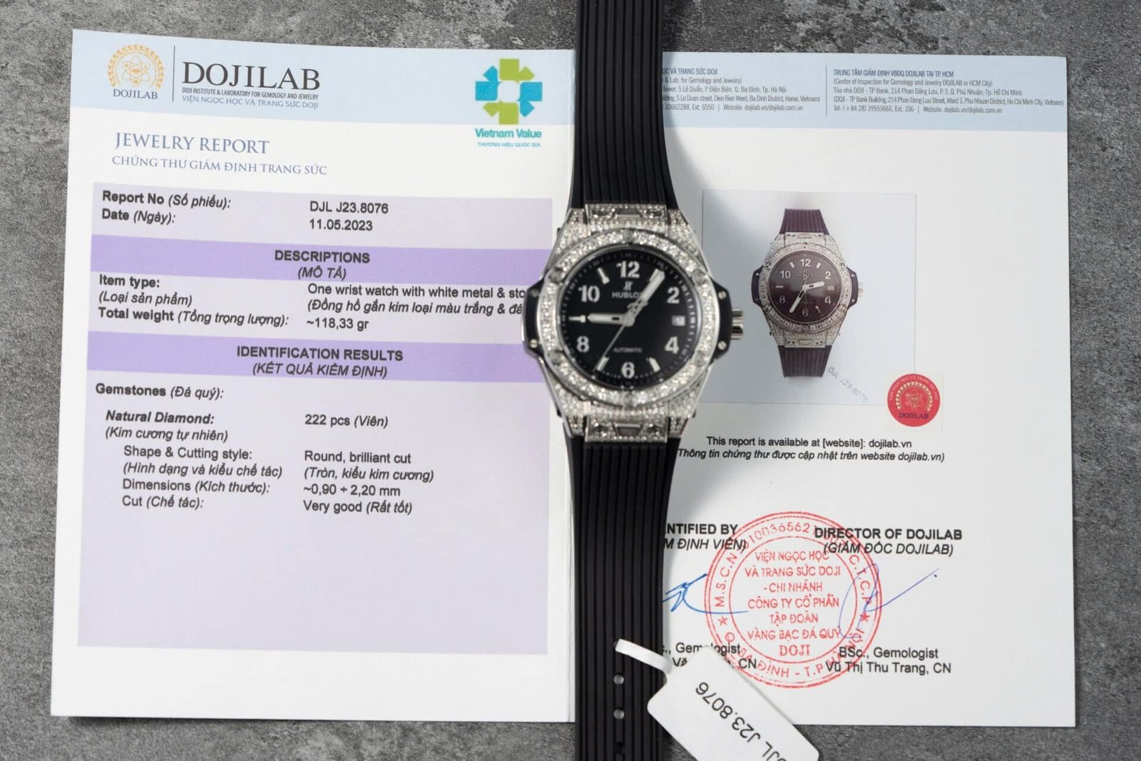 Hublot Big Bang One Click Steel Pavé Black Dial Custom Natural Diamonds Best Replica 39mm
