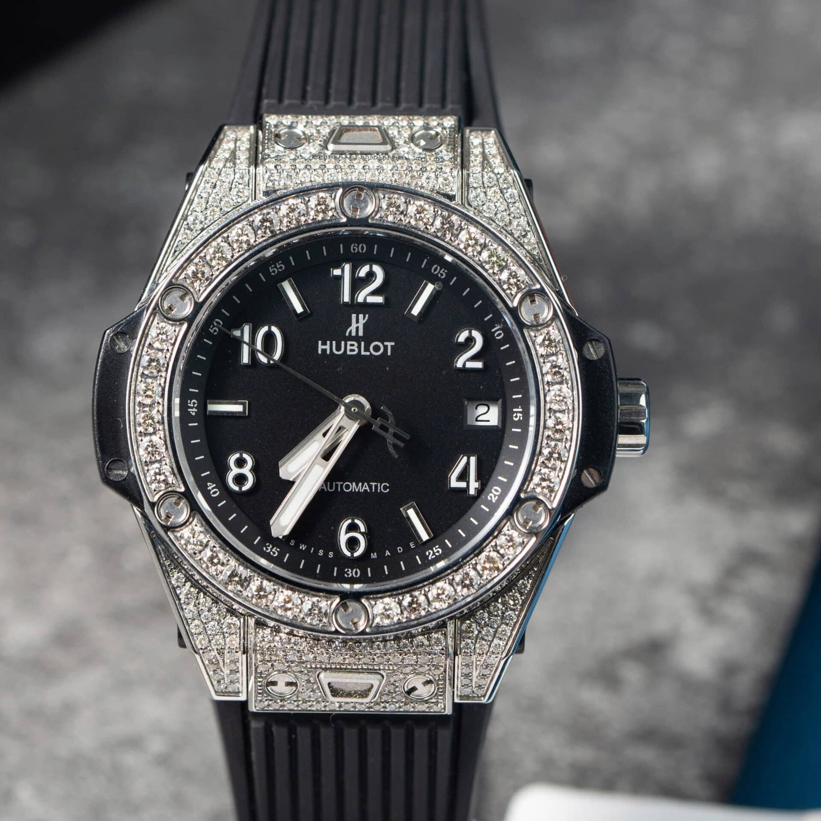 Hublot Big Bang One Click Steel Pavé Black Dial Custom Natural Diamonds Best Replica 39mm - 图片 4