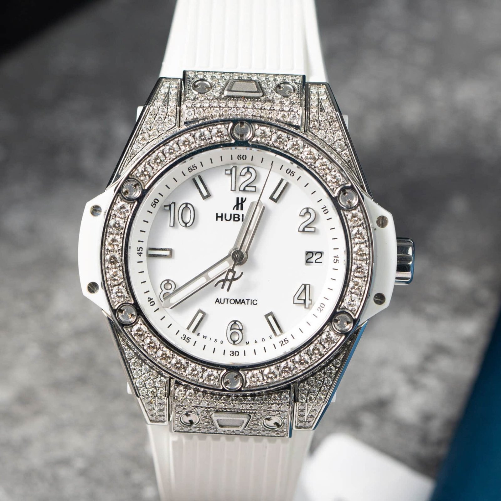 Hublot Big Bang One Click Steel White Pavé Custom Natural Diamonds Best Replica 39mm - 图片 4