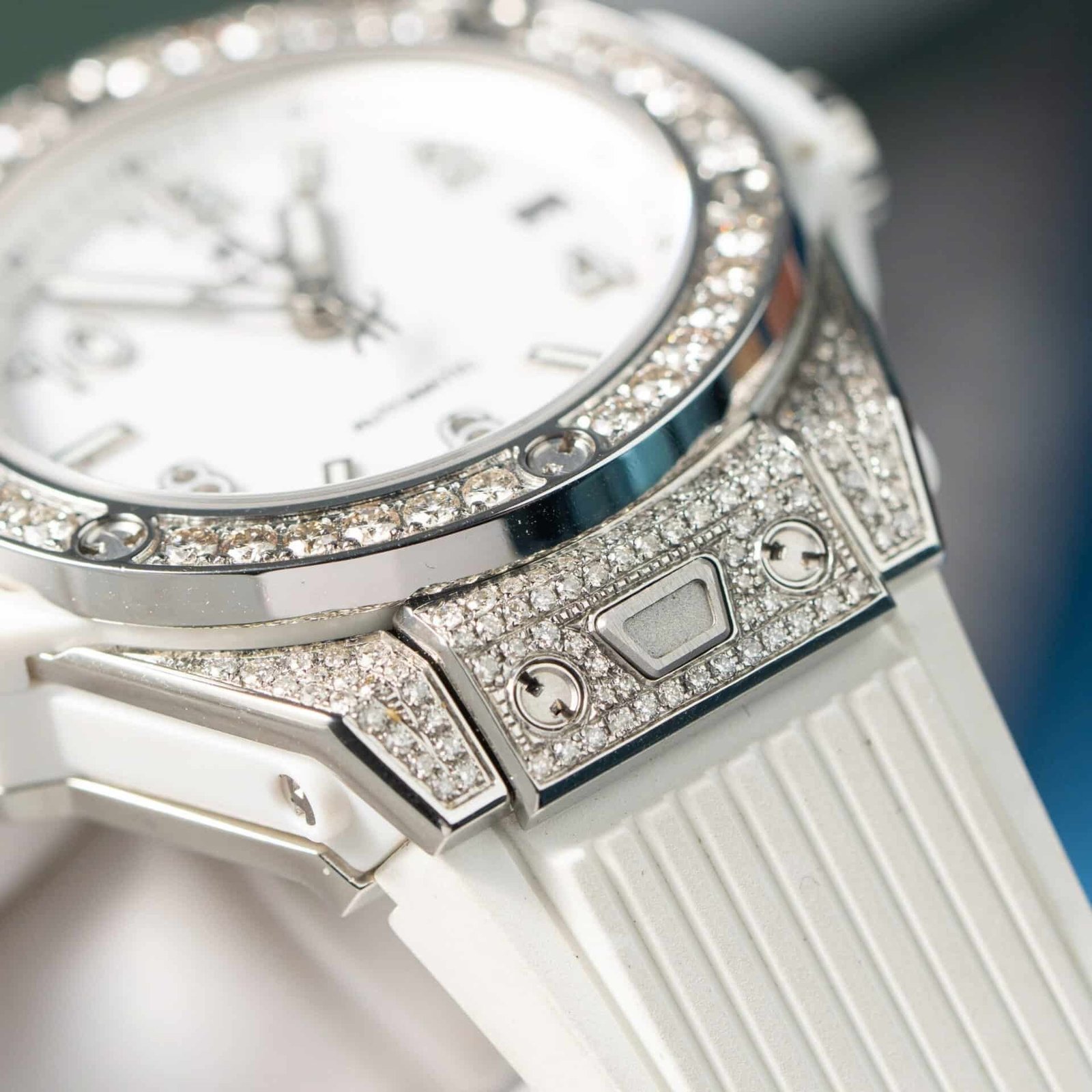 Hublot Big Bang One Click Steel White Pavé Custom Natural Diamonds Best Replica 39mm - 图片 6