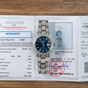 Rolex Datejust Blue Luminous Dial Iced Out Moissanite Best Replica 41mm