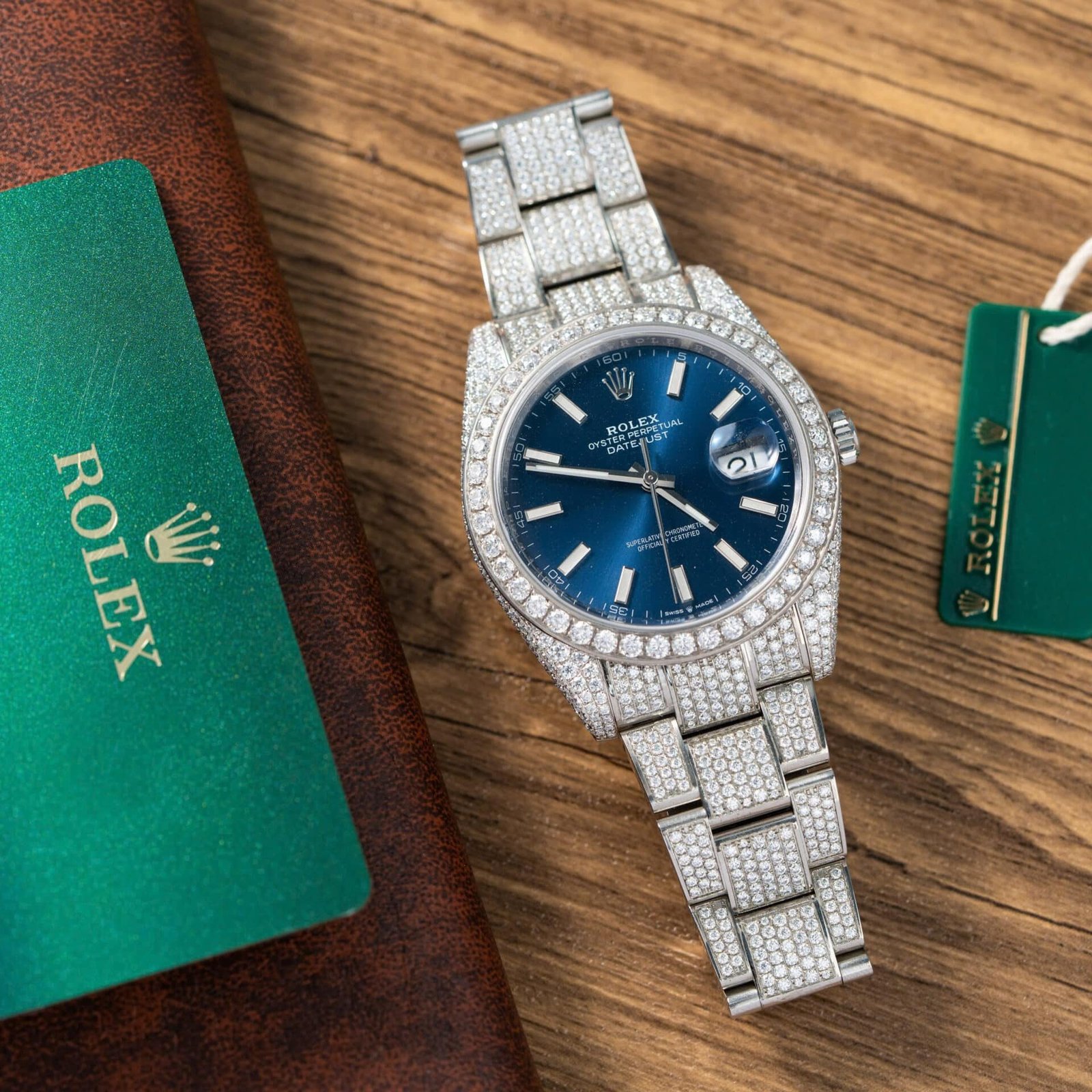 Rolex Datejust Blue Luminous Dial Iced Out Moissanite Best Replica 41mm - 图片 2
