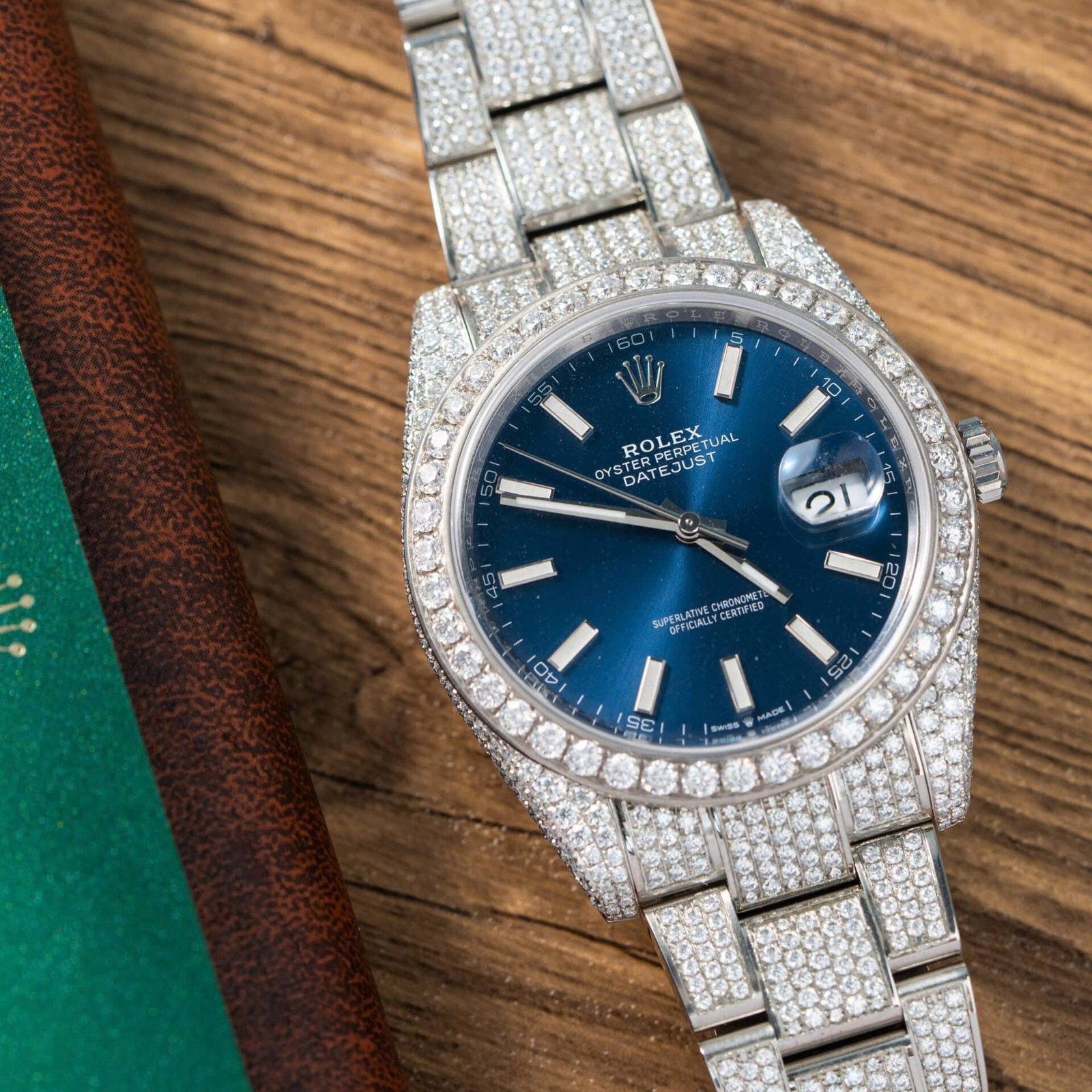 Rolex Datejust Blue Luminous Dial Iced Out Moissanite Best Replica 41mm - 图片 3