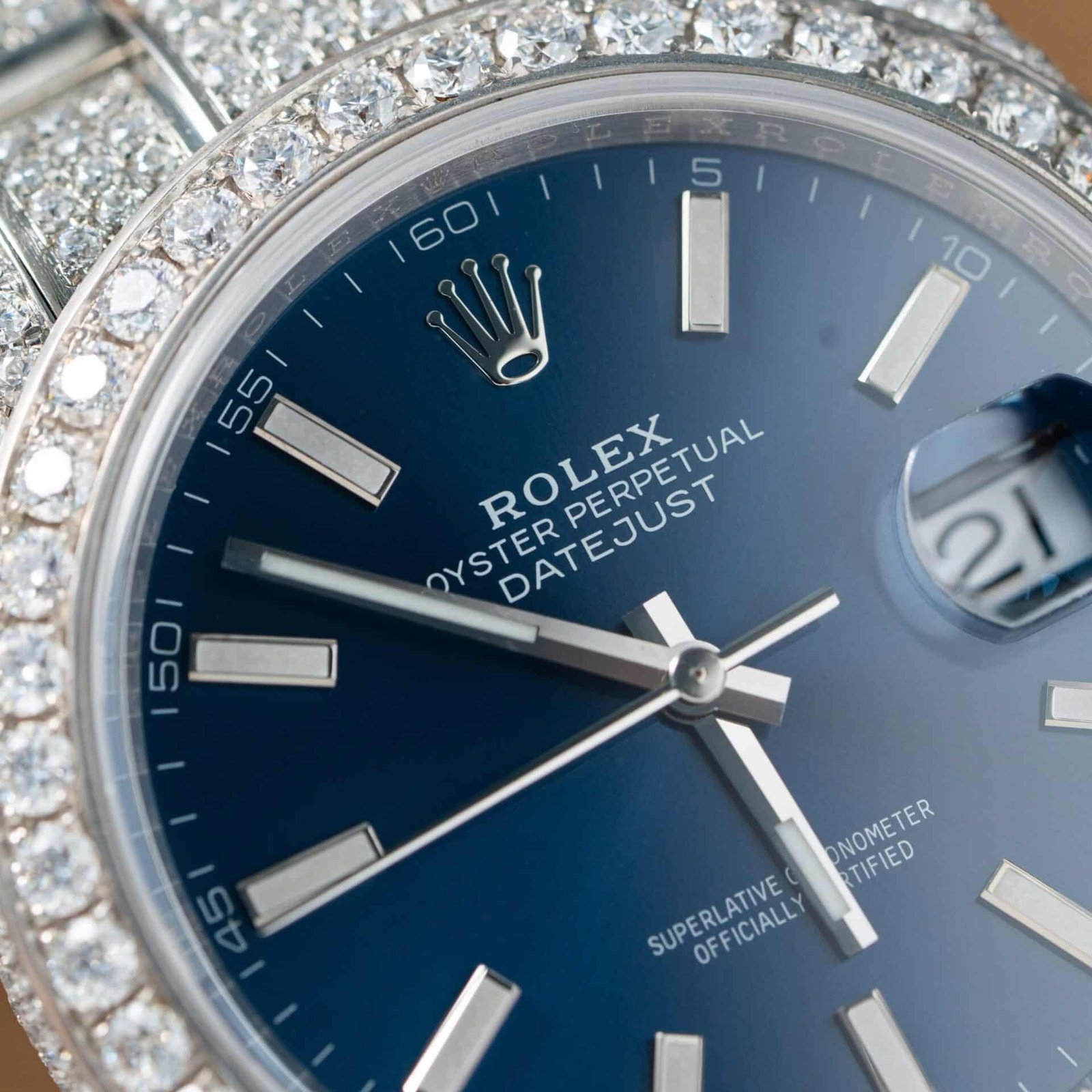 Rolex Datejust Blue Luminous Dial Iced Out Moissanite Best Replica 41mm - 图片 5