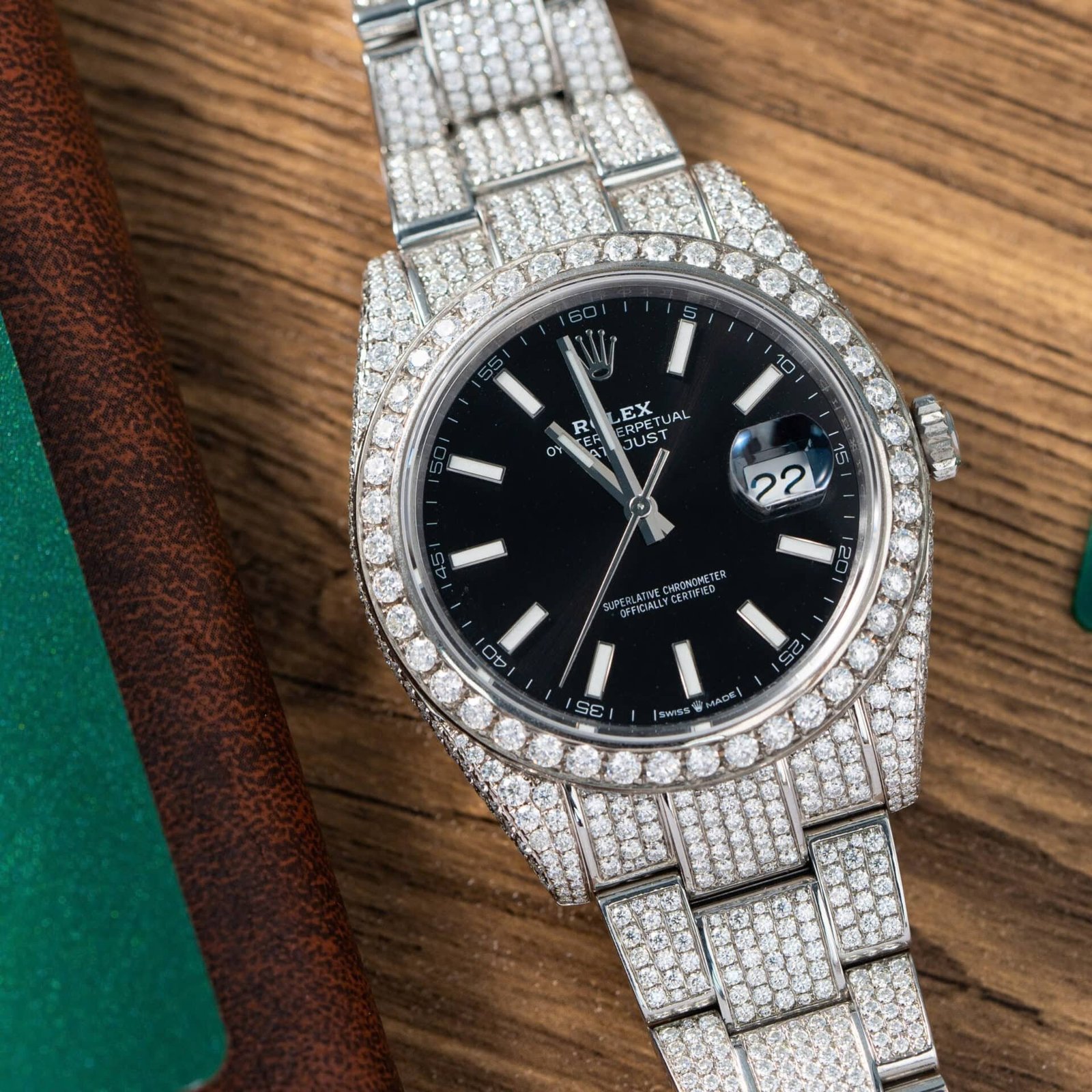 Rolex Datejust Black Luminous Dial Iced Out Moissanite Best Replica 41mm - 图片 3