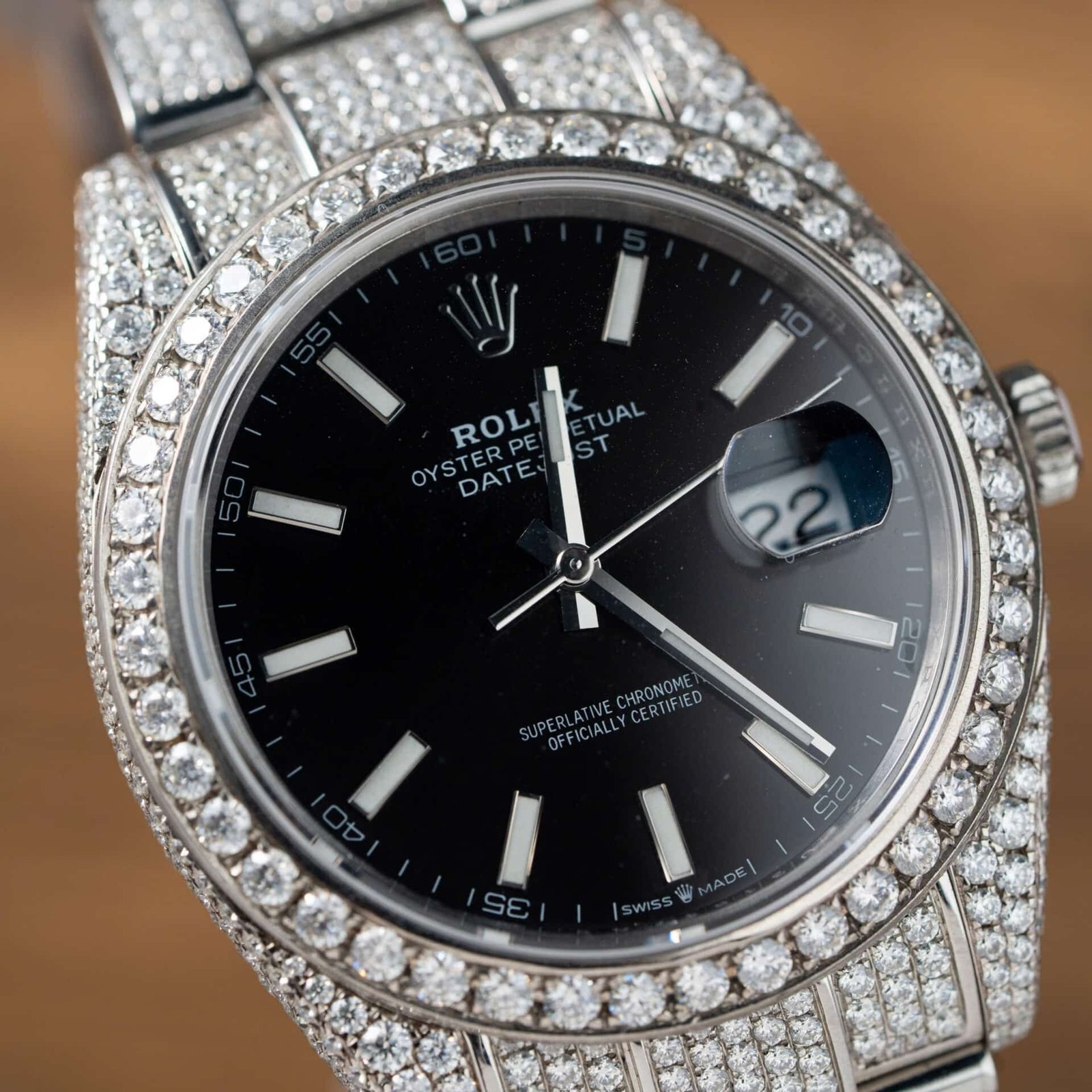 Rolex Datejust Black Luminous Dial Iced Out Moissanite Best Replica 41mm - 图片 4