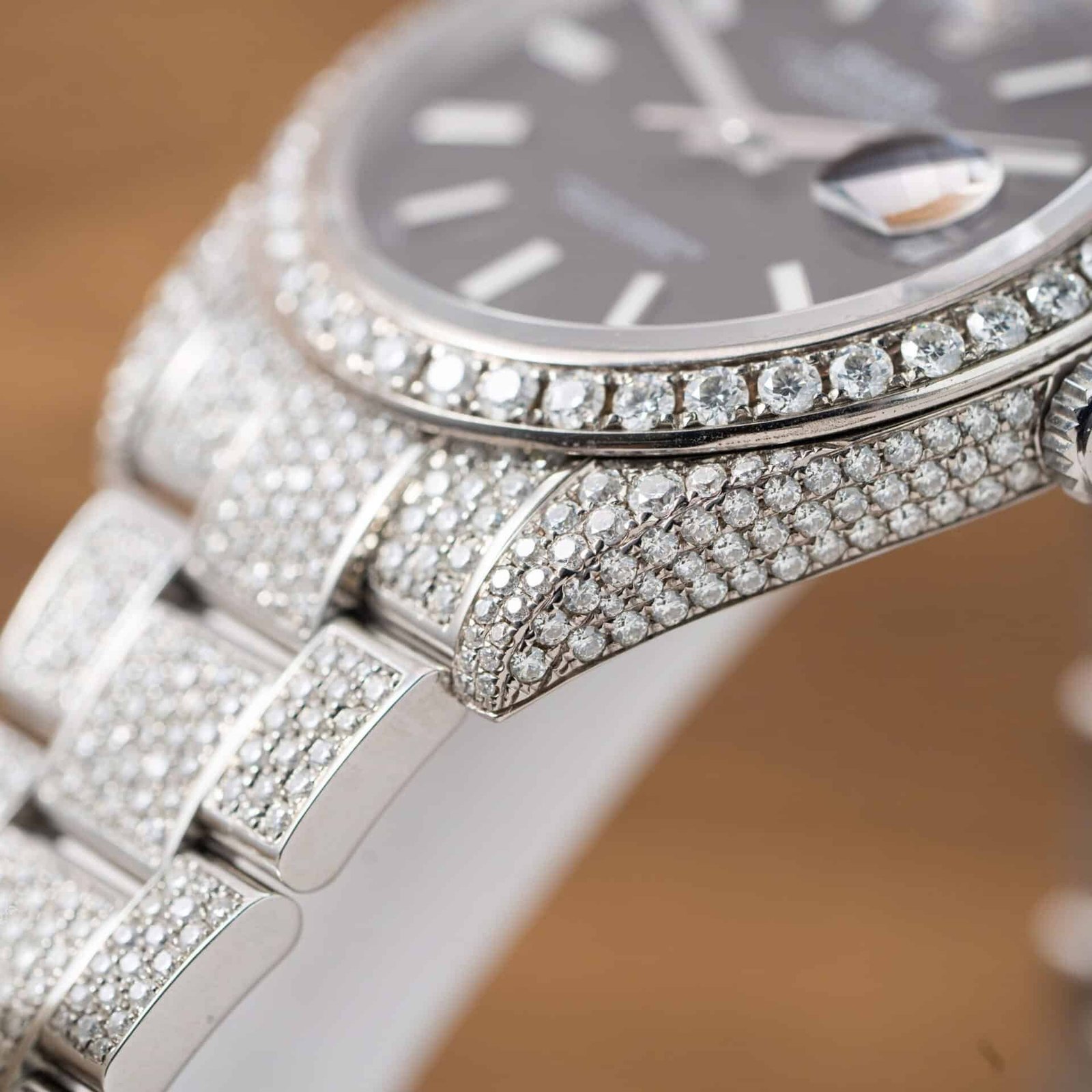 Rolex Datejust Black Luminous Dial Iced Out Moissanite Best Replica 41mm - 图片 9