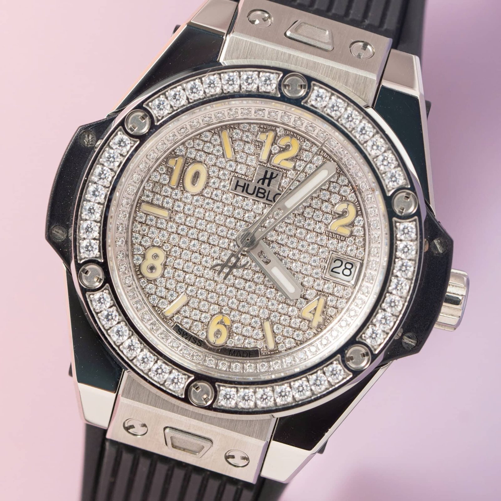 Hublot Big Bang One Click Steel Black Custom Moissanite Dial & Bezel Best Replica 39mm - 图片 3