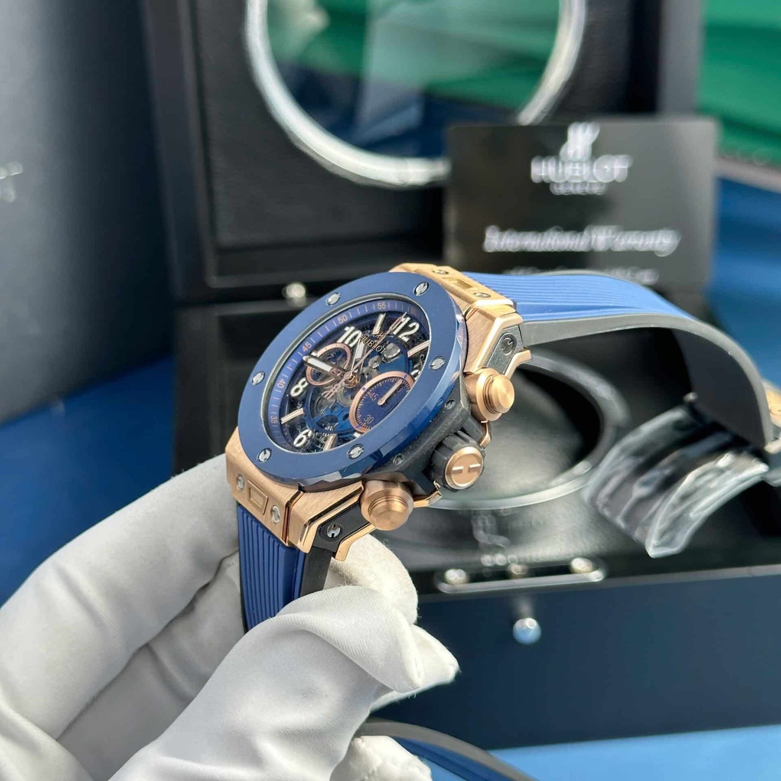 Hublot Big Bang Unico King Gold Blue Ceramic Best Replica BBF 42mm - 图片 3