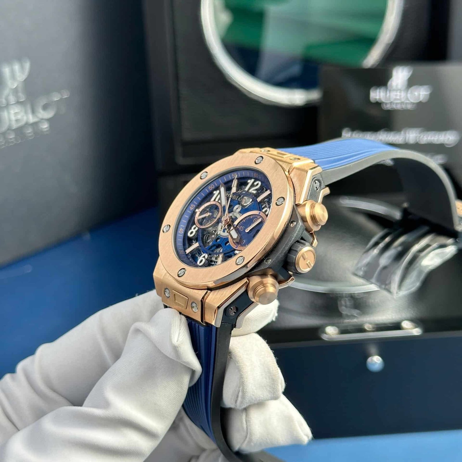 Hublot Big Bang Unico King Gold Blue Dial Best Replica BBF 42mm - 图片 3