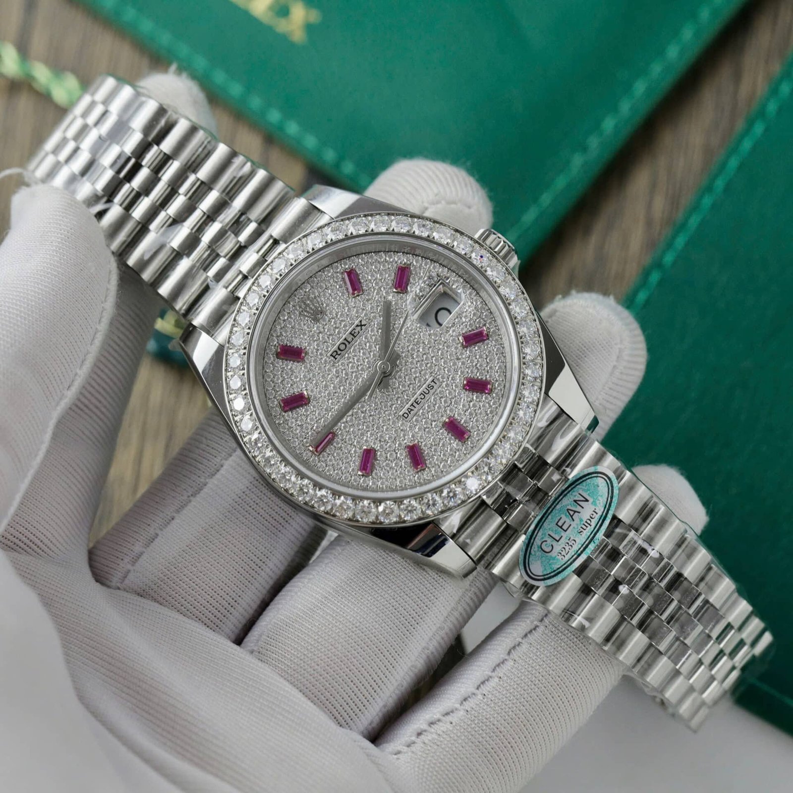 Rolex Datejust Custom Moissanite on Dial & Bezel Best Replica 41mm - 图片 3
