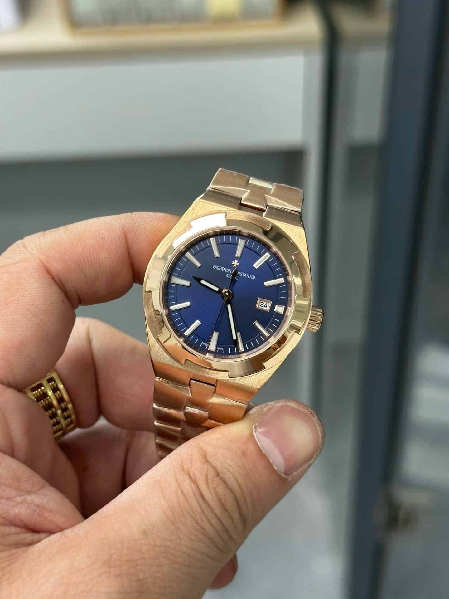Vacheron Constantin Overseas 4600V/200R-B979 Rose Gold Blue Dial Lady Watch Swiss Replica 35mm - 图片 3