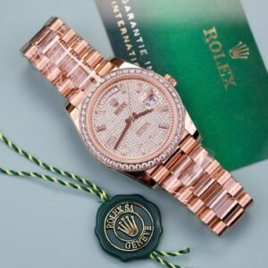 Rolex Day-Date 228345RBR Diamond Pavé 18K Gold Wrapped Custom Moissanite Dial & Bezel GMF V3 40mm