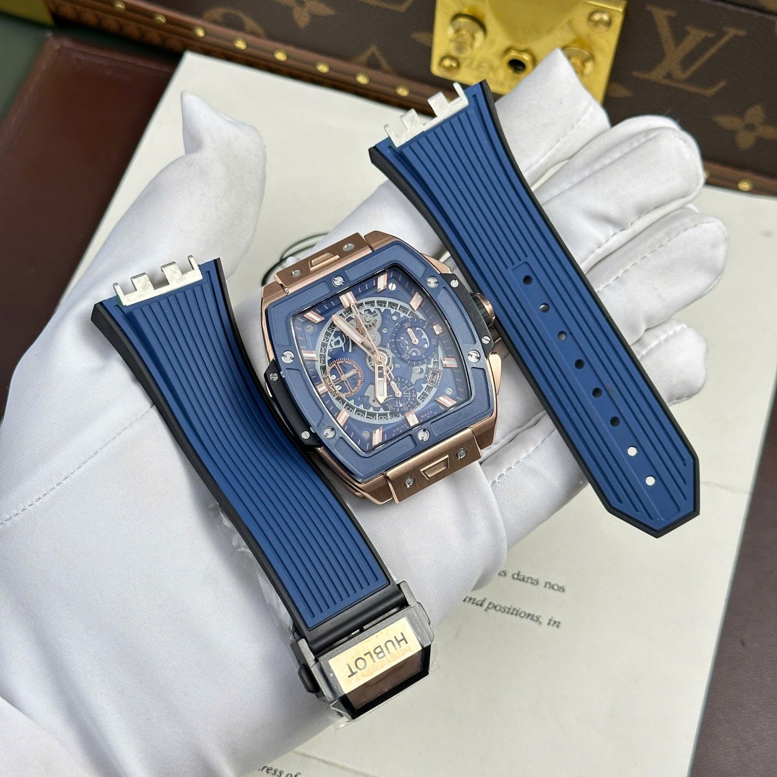 Hublot Spirit of Big Bang King Gold Blue Ceramic Best Replica BBF 42mm - 图片 2