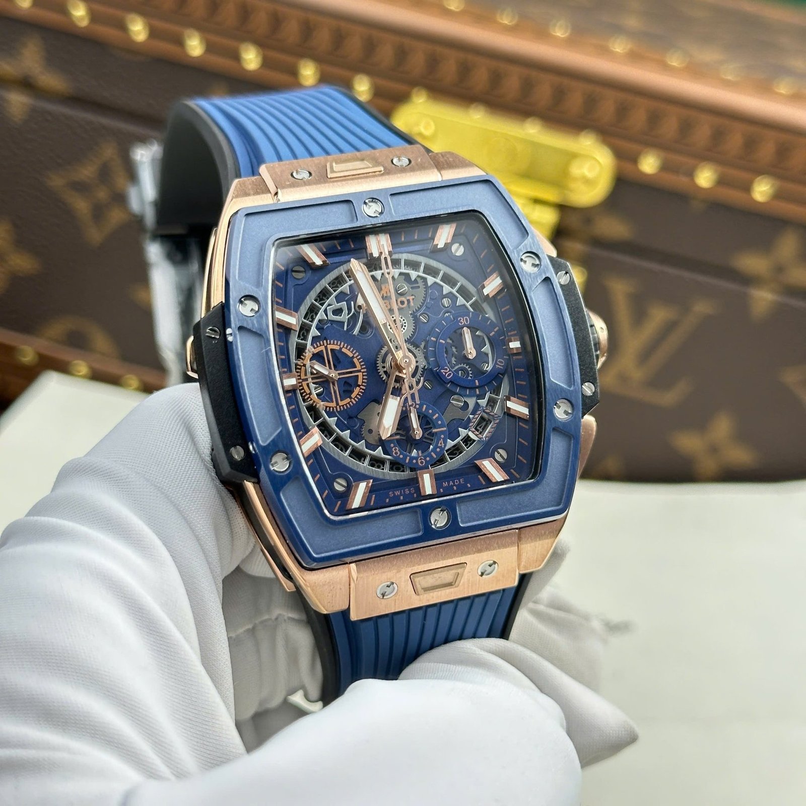 Hublot Spirit of Big Bang King Gold Blue Ceramic Best Replica BBF 42mm - 图片 3