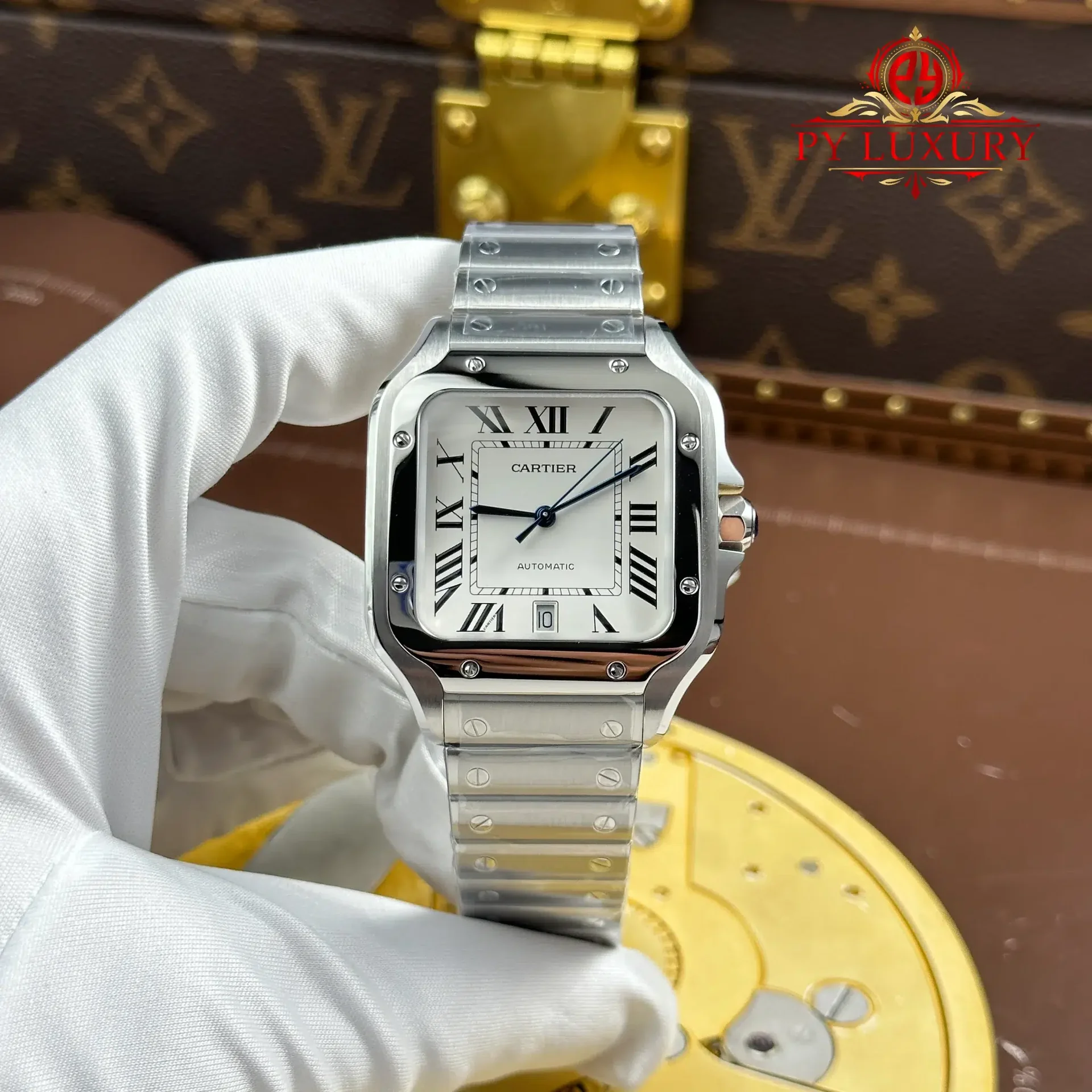 Cartier Santos Large Model White Dial Best Replica BVF 39.8mm