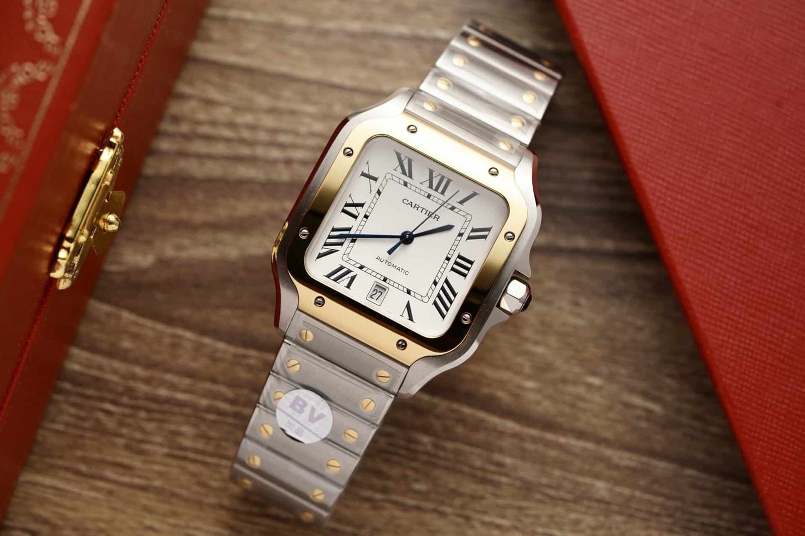Cartier Santos Two Tone Yellow Gold White Dial Large Model Best Replica BVF 39.8mm - 图片 2