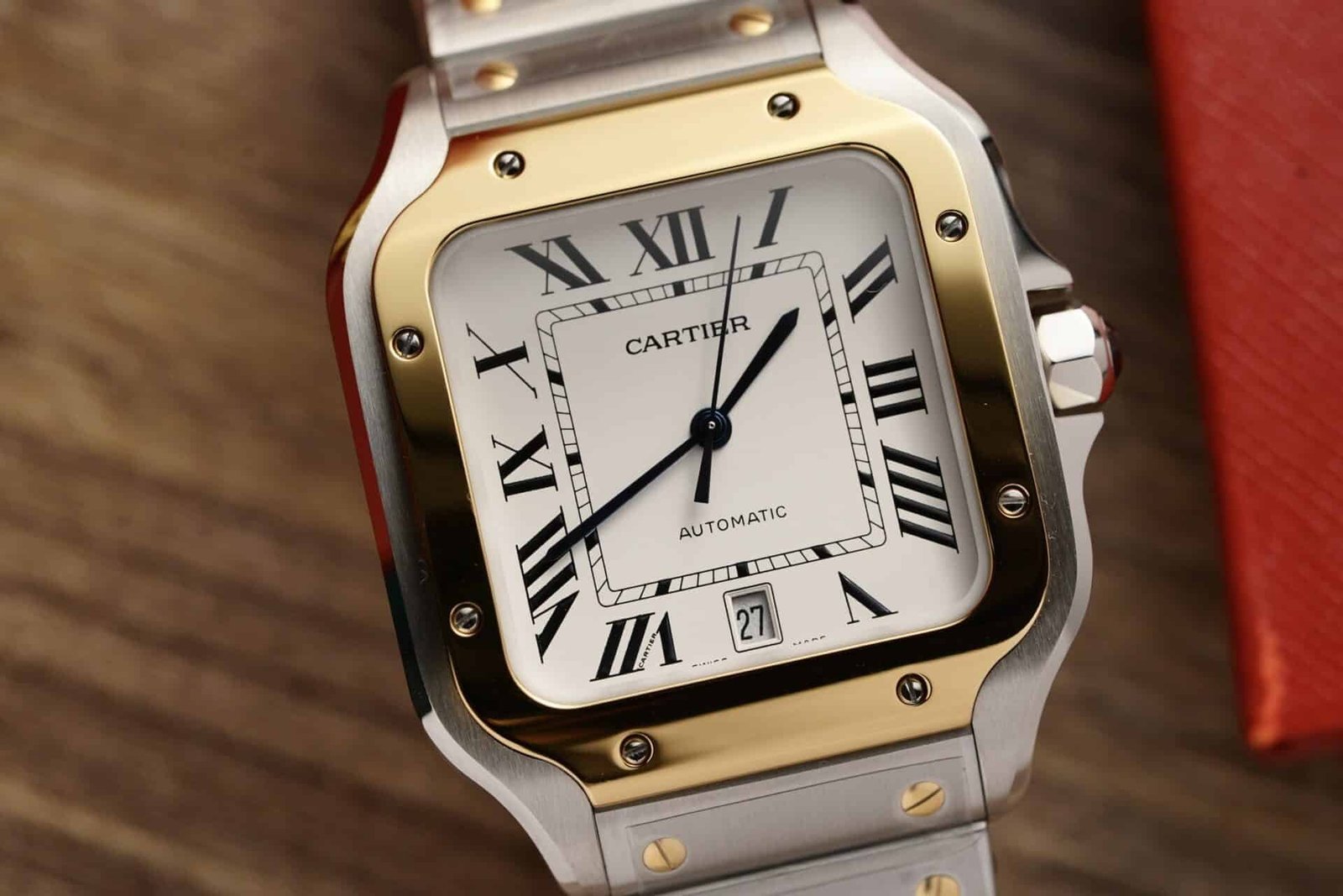 Cartier Santos Two Tone Yellow Gold White Dial Large Model Best Replica BVF 39.8mm - 图片 4