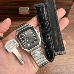Cartier Santos WSSA0037 Grey Dial Large Model Best Replica BVF 39.8mm