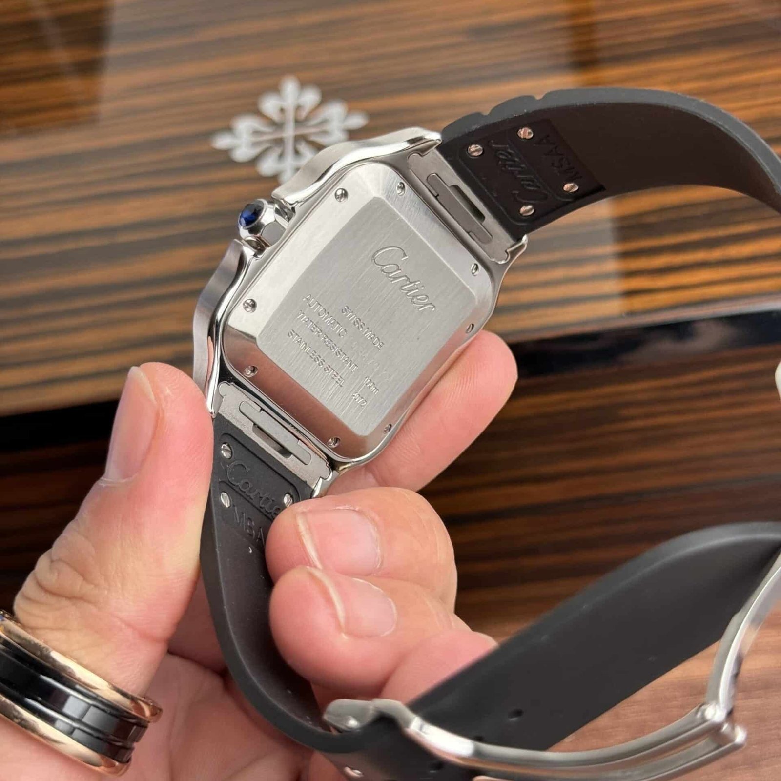 Cartier Santos WSSA0039 Black Dial Rubber Strap Large Model Best Replica BVF 39.8mm - 图片 6