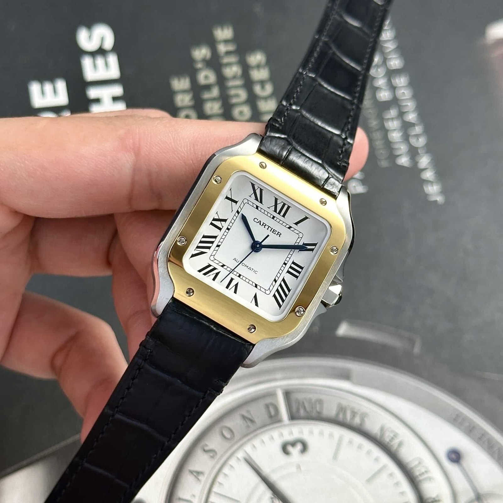 Cartier Santos Two Tone Yellow Gold White Dial Medium Model Best Replica BVF 35.1mm - 图片 3