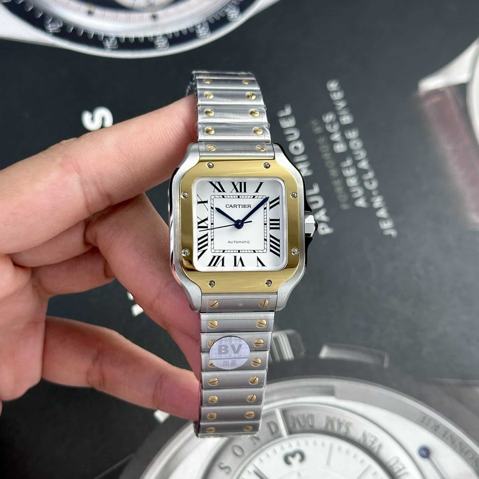 Cartier Santos Two Tone Yellow Gold White Dial Medium Model Best Replica BVF 35.1mm - 图片 4
