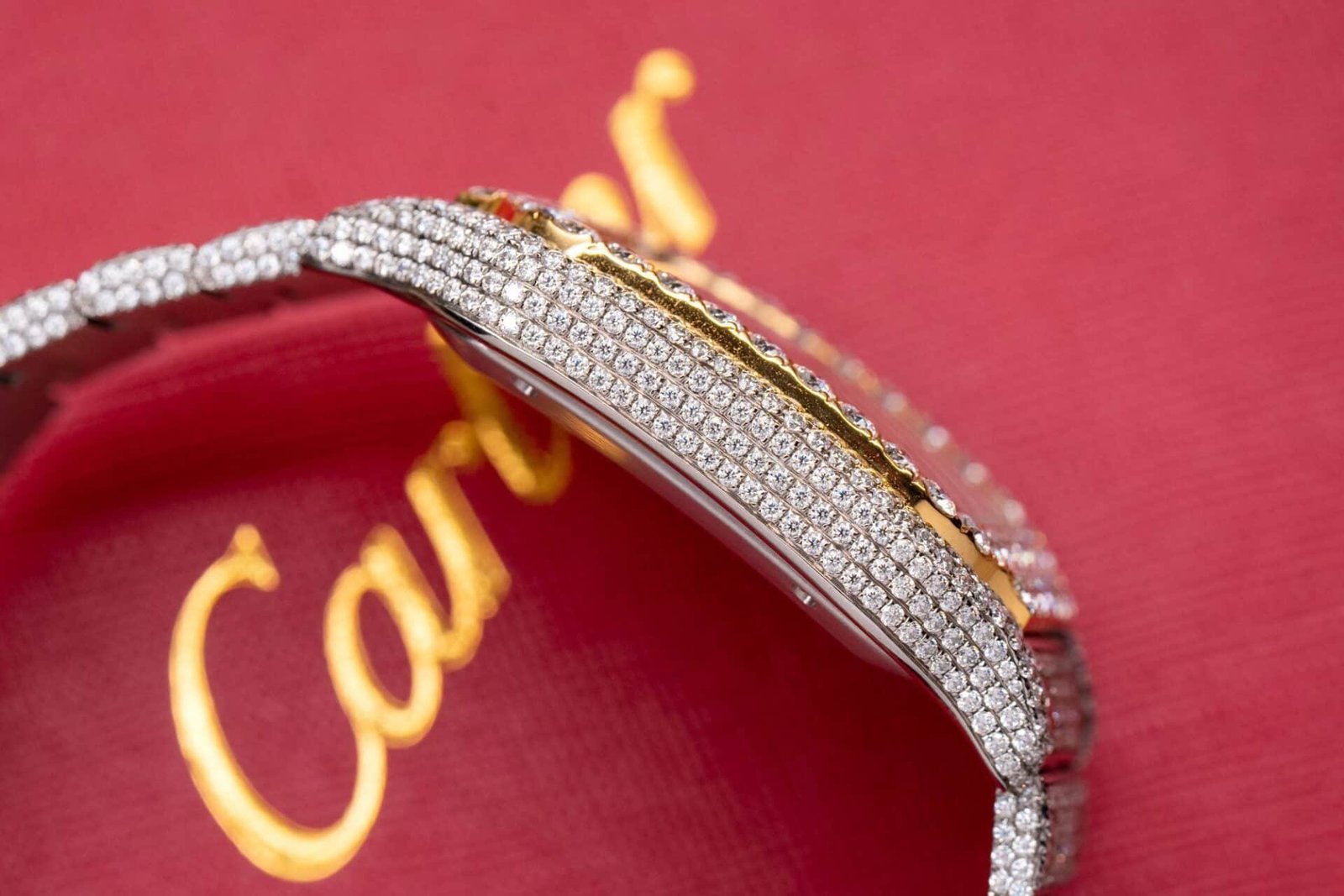 Cartier Santos White Dial Two Tone Large Model Iced Out Moissanite 39.8mm - 图片 7