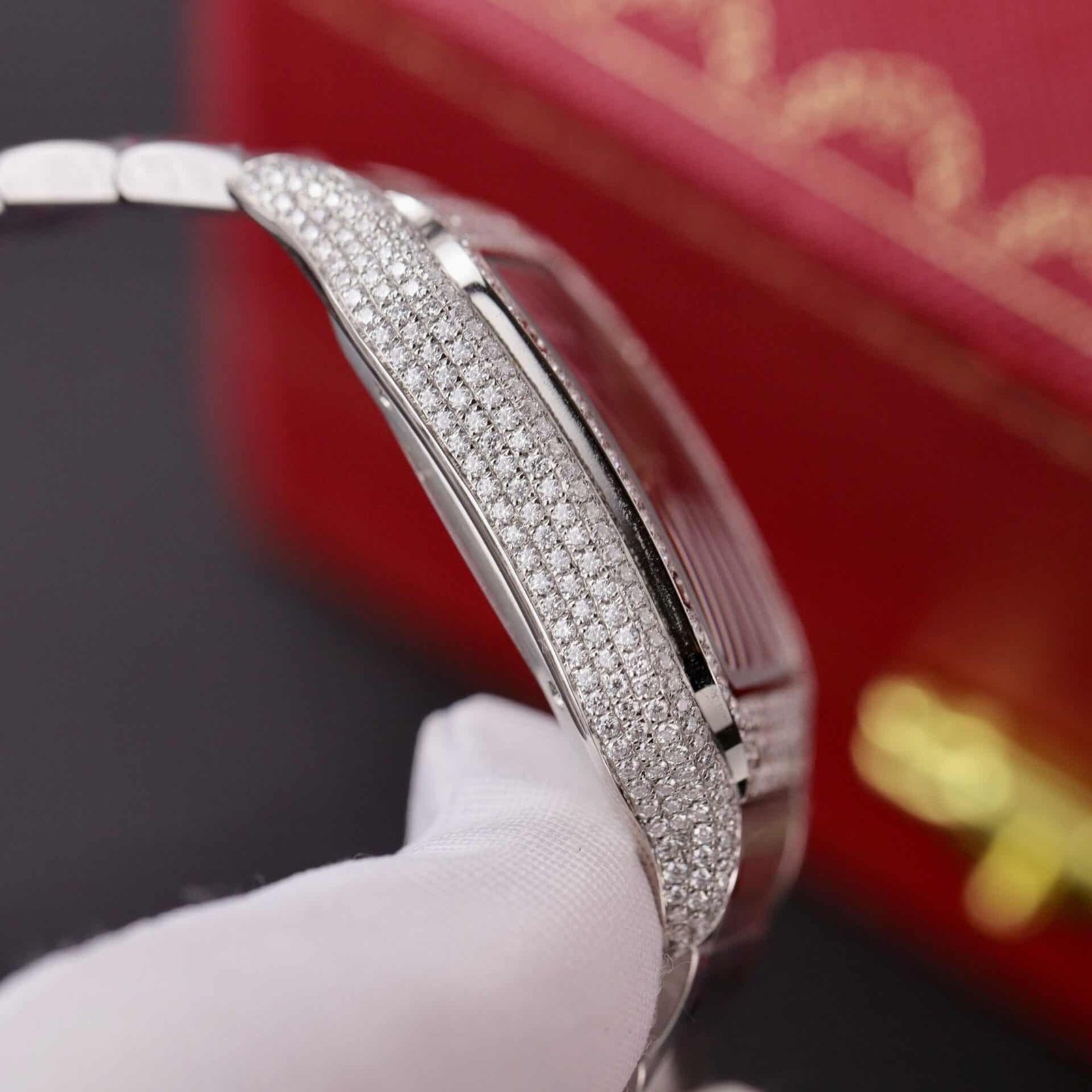 Cartier Santos Blue Dial Custom Moissanite Case Large Model Best Replica BVF 39.8mm - 图片 8