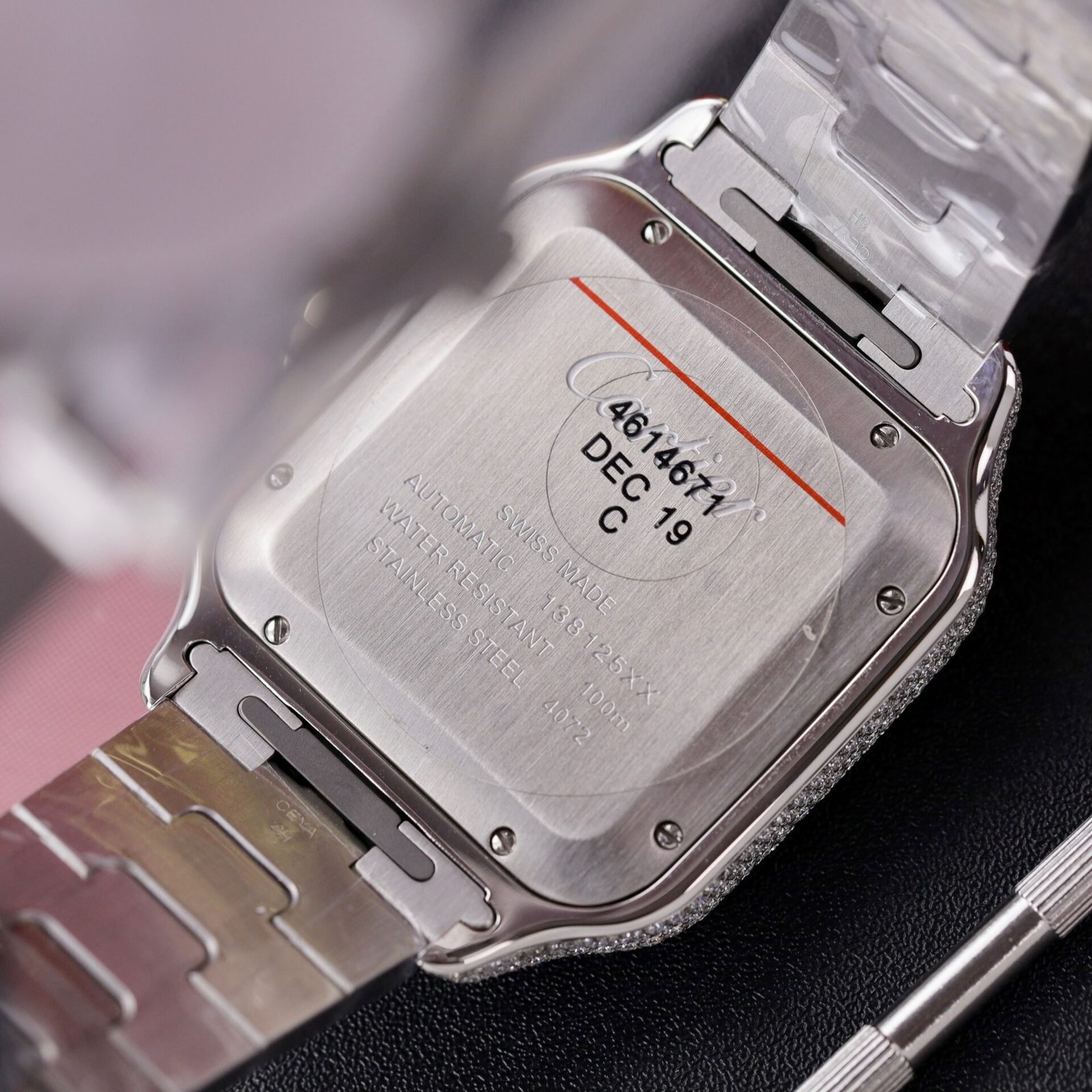 Cartier Santos Blue Dial Custom Moissanite Case Large Model Best Replica BVF 39.8mm - 图片 9