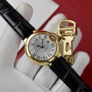 Cartier Ballon Bleu Yellow Gold White Dial Leather Replica 36mm