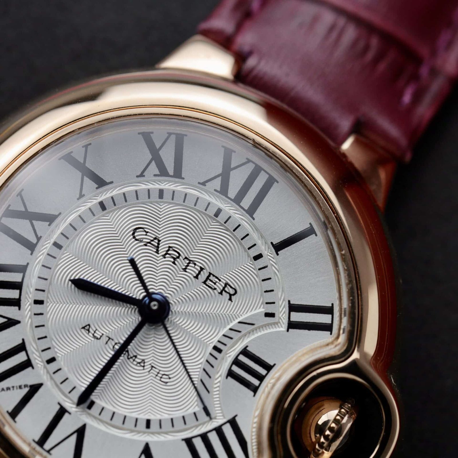 Cartier Ballon Bleu Rose Gold White Dial Pink Leather Replica 36mm - 图片 5