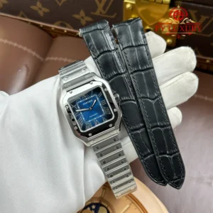 Cartier Santos WSSA0063 Blue Dial Medium Model Best Quality Replica BVF 35.1mm