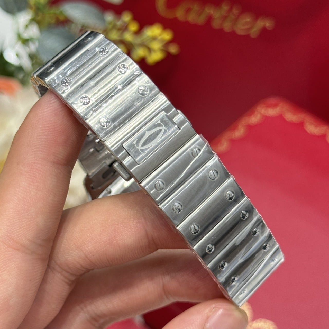 Cartier Santos Large Model White Dial Custom Moissanite Bezel Best Replica BVF 39.8mm - 图片 9