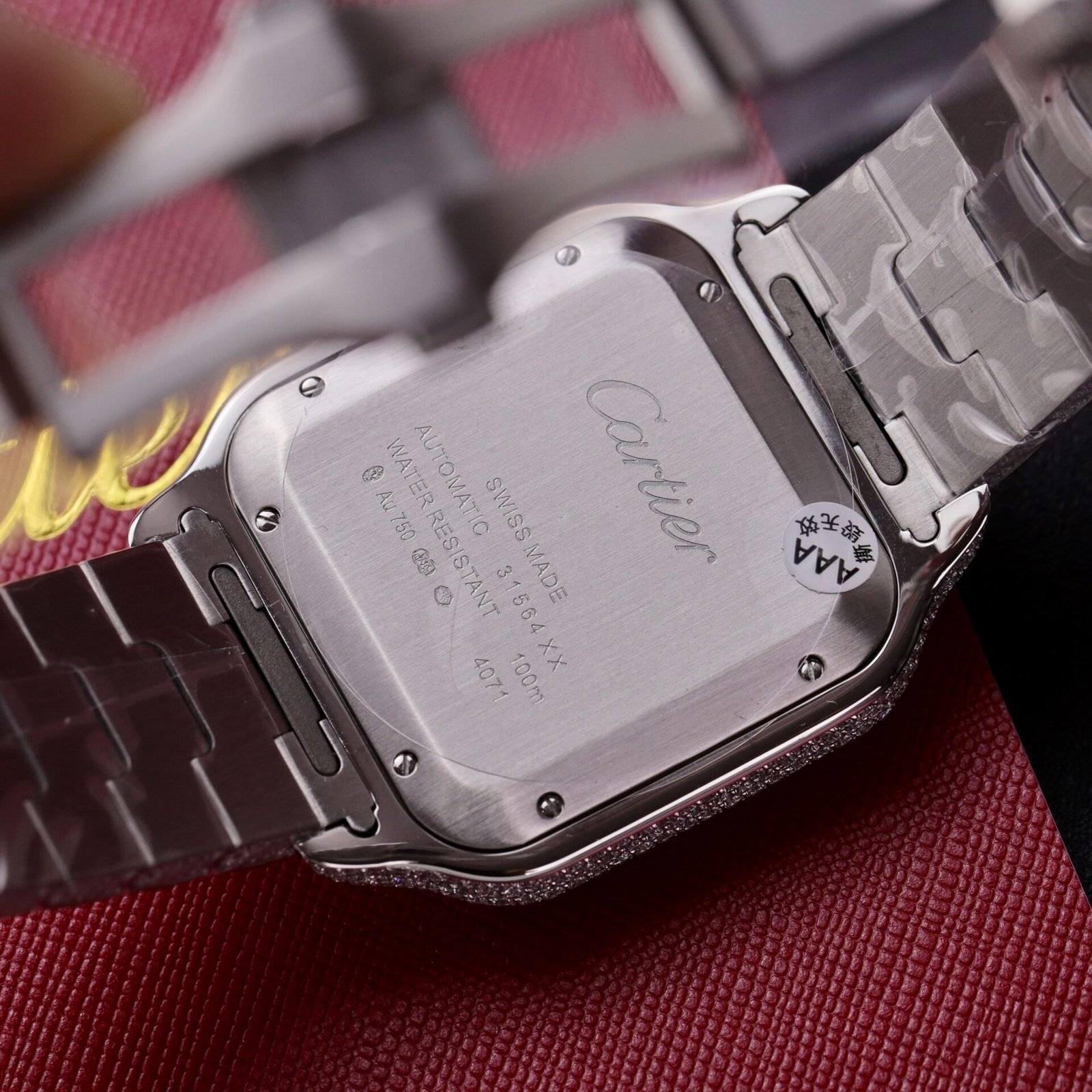 Cartier Santos Steel Large Model Iced Out Swarovski Stones Best Replica 39.8mm - 图片 9