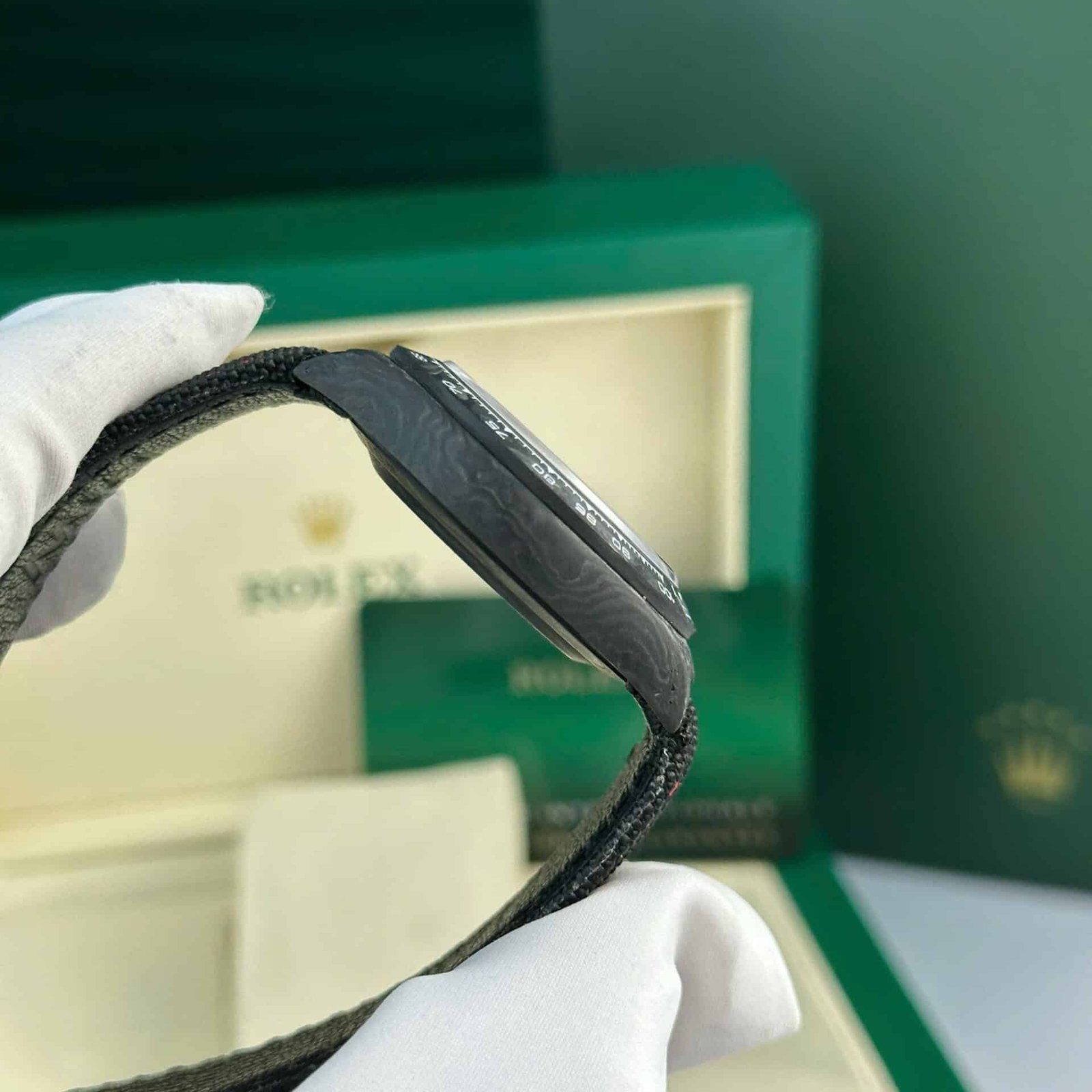 Rolex Daytona DiW Carbon Black Dial Red Stitching Strap Best Edition Noob Factory 40mm - 图片 6