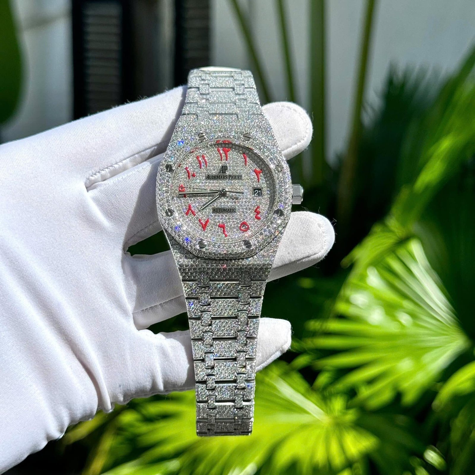 Audemars Piguet Royal Oak Red Arabic Numerals Iced Out Moissanite Super Clone 41mm - 图片 2