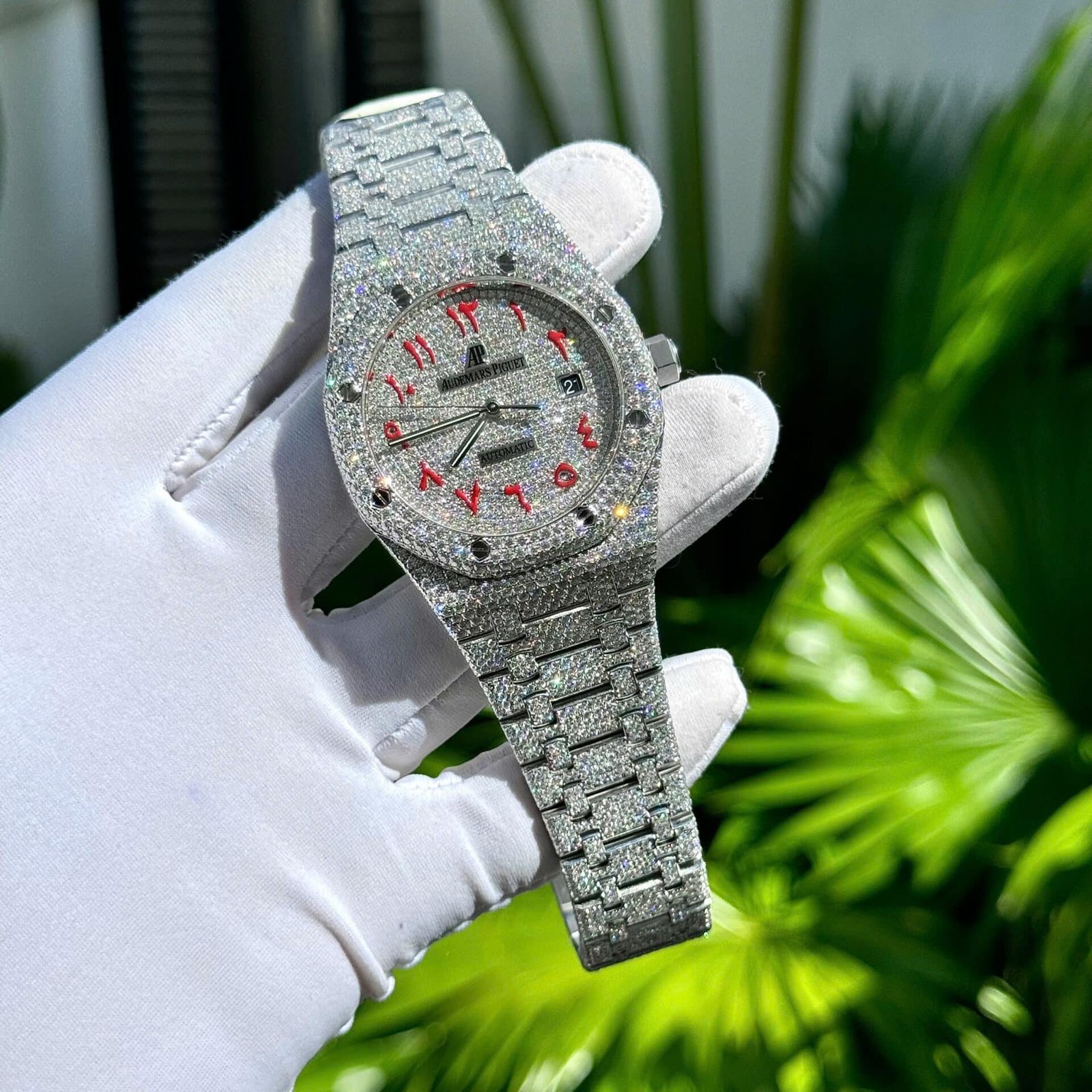 Audemars Piguet Royal Oak Red Arabic Numerals Iced Out Moissanite Super Clone 41mm - 图片 3